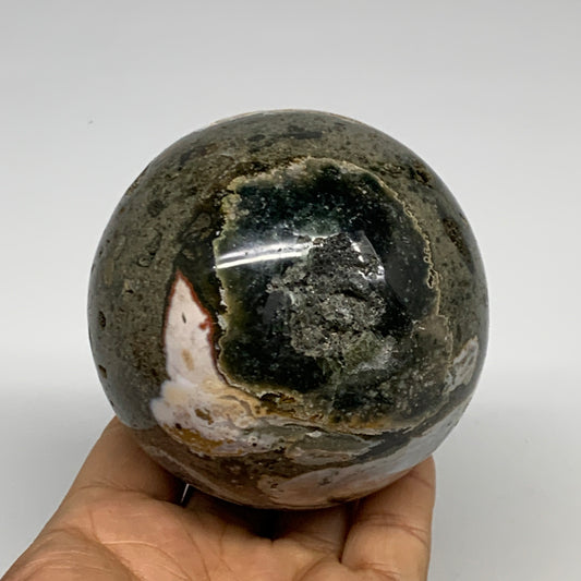 1.36 lbs, 3.1" (79mm), Ocean Jasper Sphere Geode Crystal Reiki @Madagascar, B298