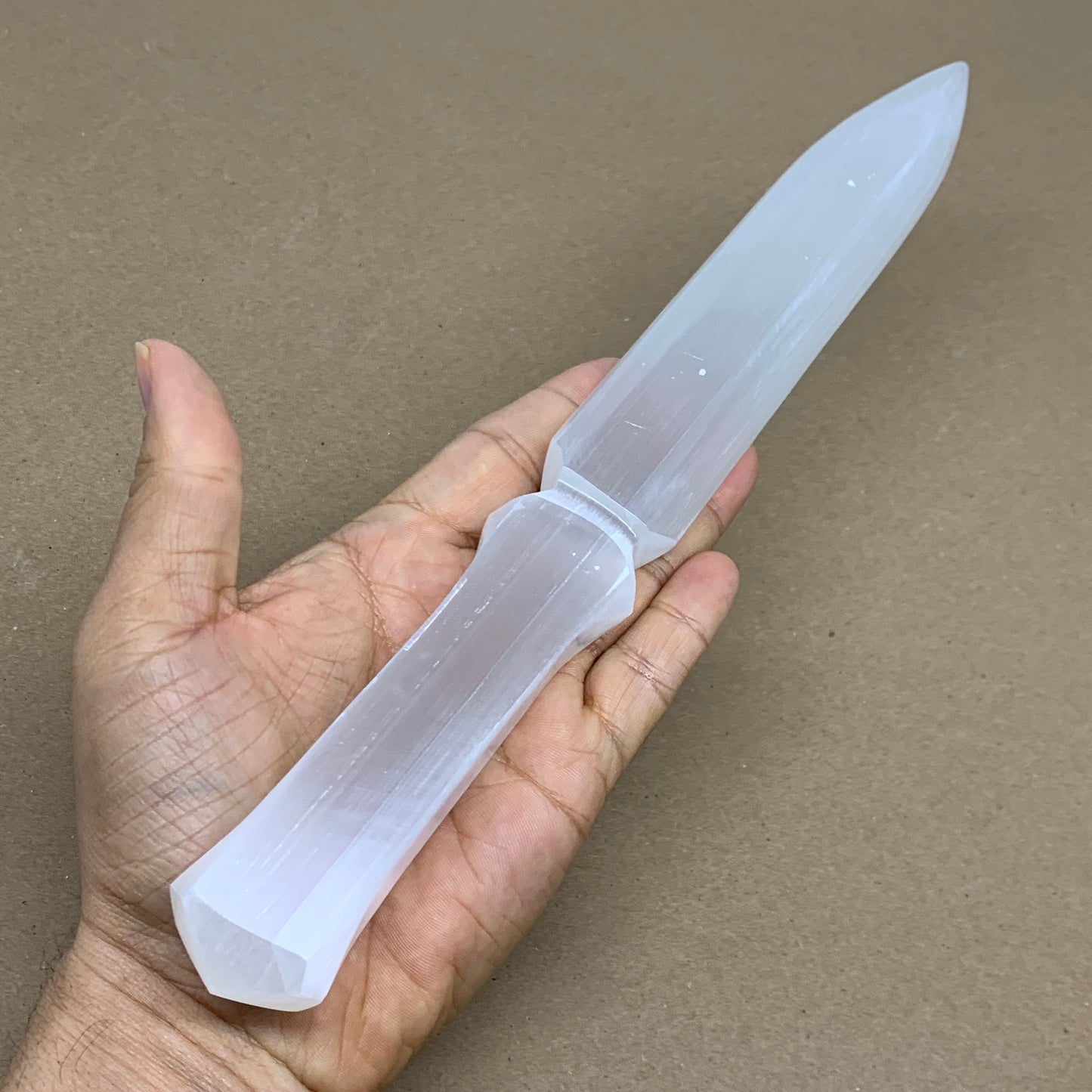 264g, 11.5"x1.3"x0.7", Natural Selenite Crystal Dagger (Satin Spar), B36070