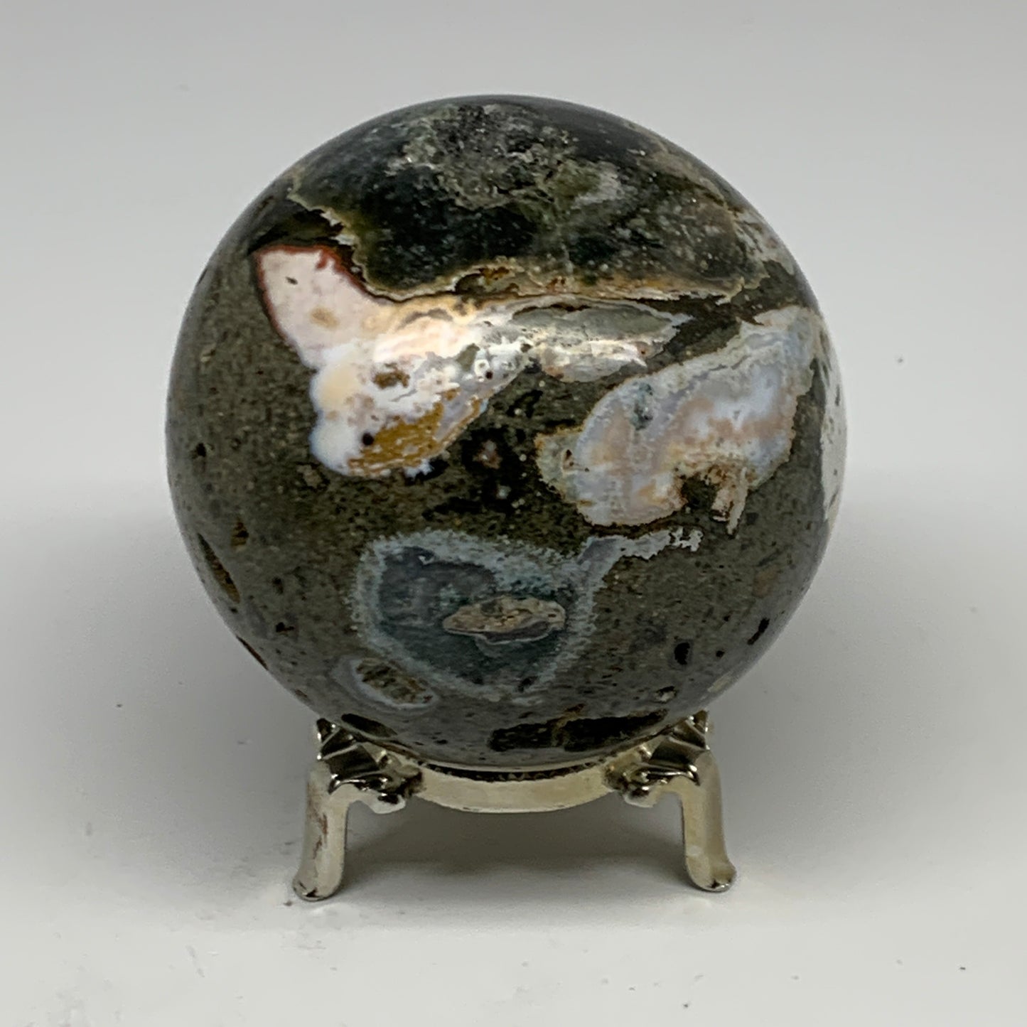 1.36 lbs, 3.1" (79mm), Ocean Jasper Sphere Geode Crystal Reiki @Madagascar, B298