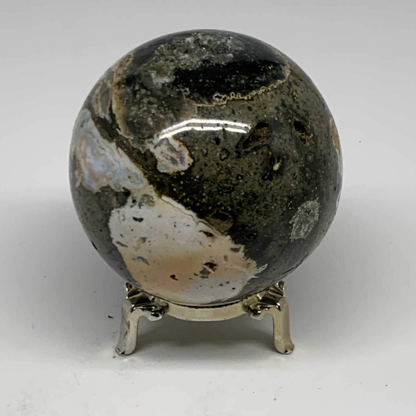 1.36 lbs, 3.1" (79mm), Ocean Jasper Sphere Geode Crystal Reiki @Madagascar, B298