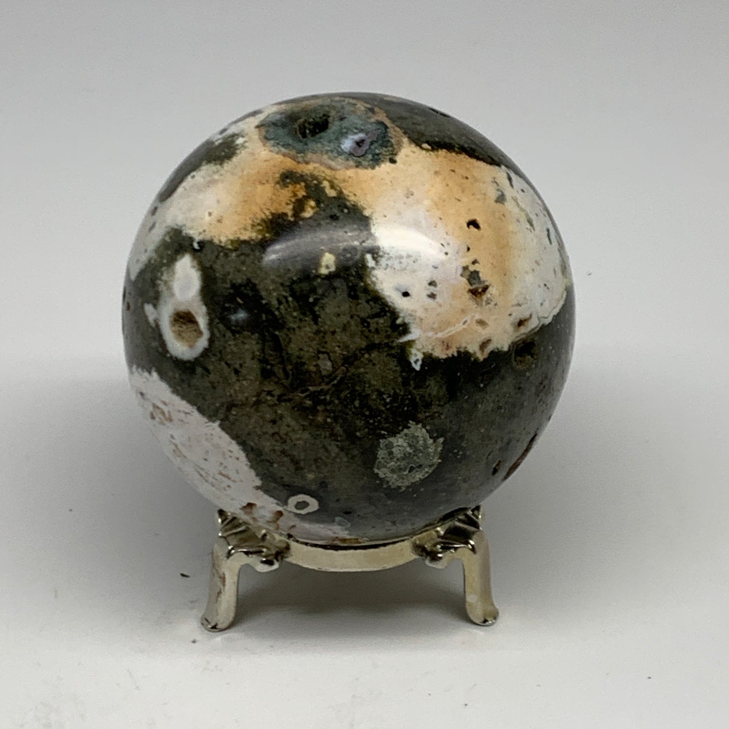 1.36 lbs, 3.1" (79mm), Ocean Jasper Sphere Geode Crystal Reiki @Madagascar, B298