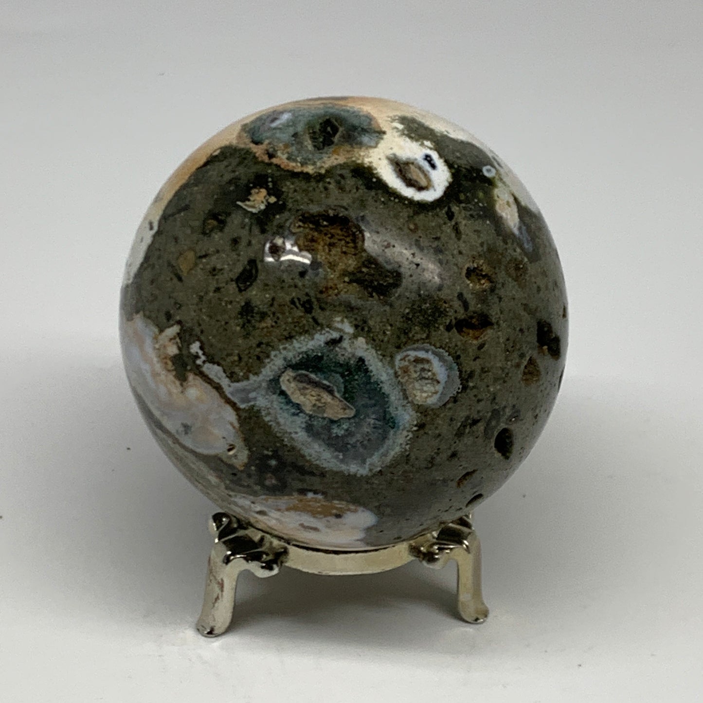 1.36 lbs, 3.1" (79mm), Ocean Jasper Sphere Geode Crystal Reiki @Madagascar, B298