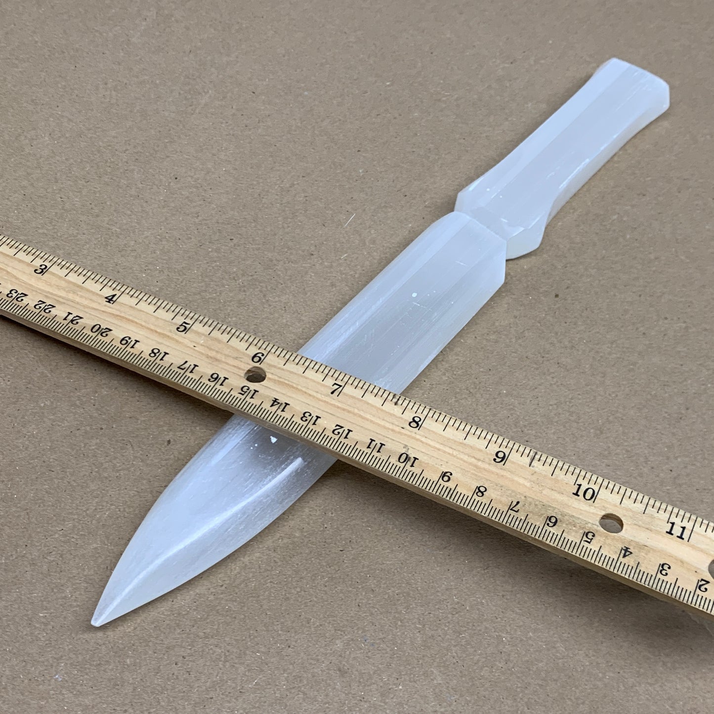 264g, 11.5"x1.3"x0.7", Natural Selenite Crystal Dagger (Satin Spar), B36070