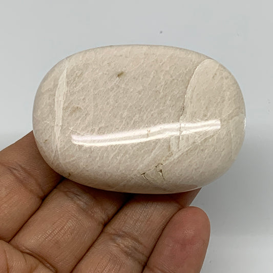 100g,2.4"x1.7"x0.9", Peach Moonstone Polished Palm-Stone Gemstone, B34751