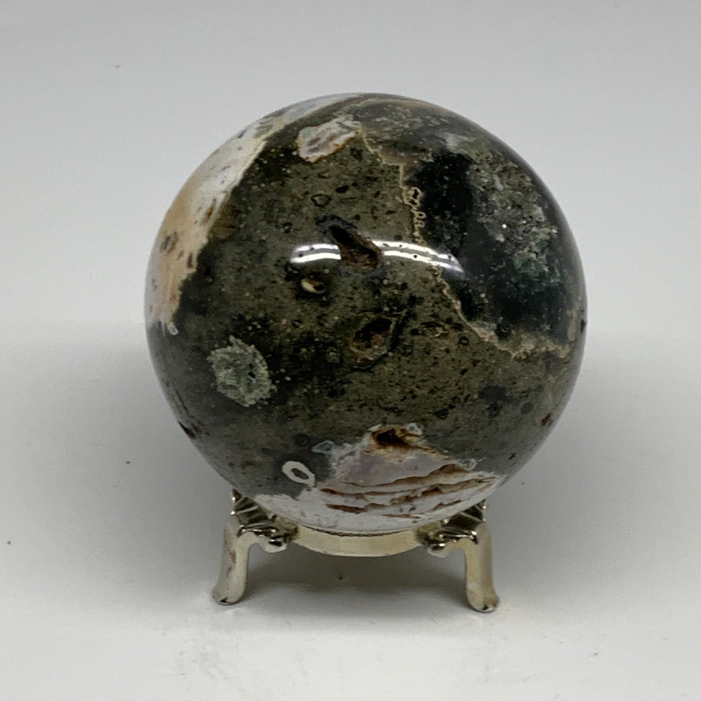 1.36 lbs, 3.1" (79mm), Ocean Jasper Sphere Geode Crystal Reiki @Madagascar, B298