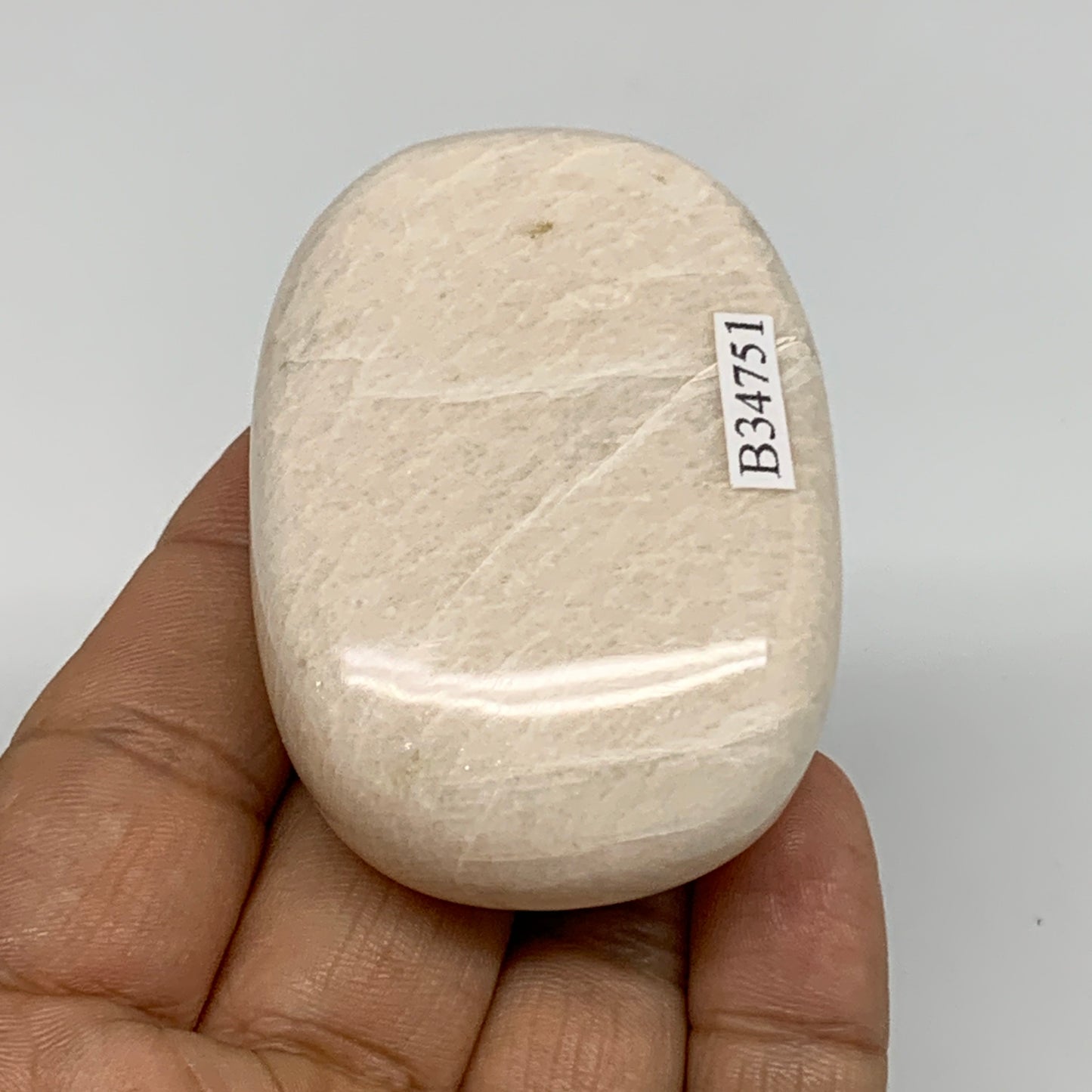 100g,2.4"x1.7"x0.9", Peach Moonstone Polished Palm-Stone Gemstone, B34751