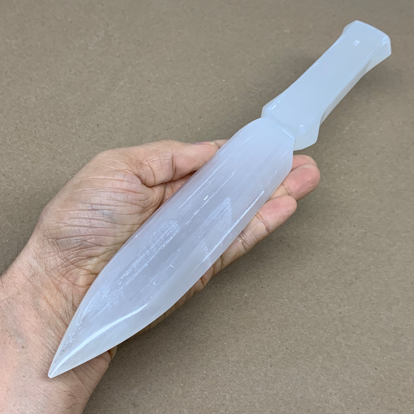 280g, 11.5"x1.5"x0.7", Natural Selenite Crystal Dagger (Satin Spar), B36071