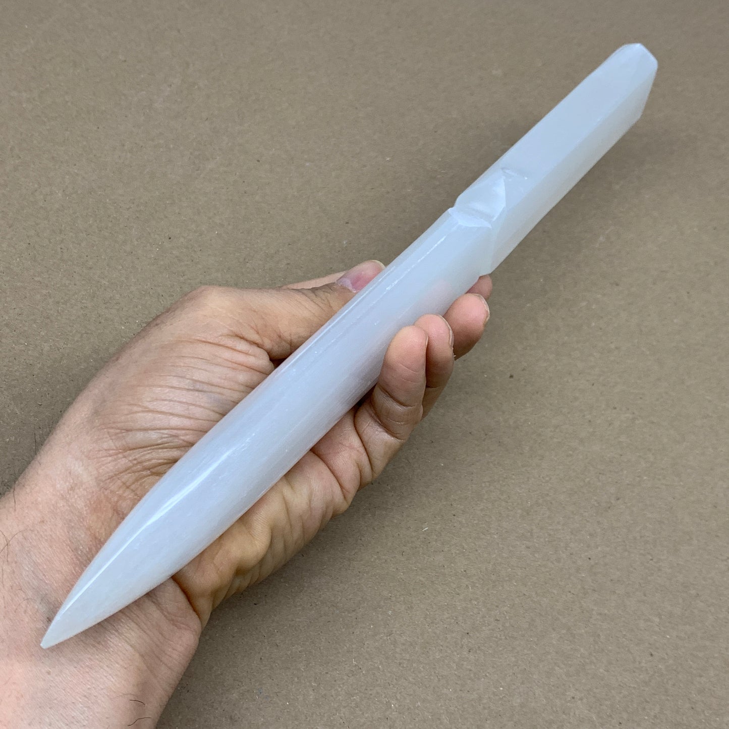 280g, 11.5"x1.5"x0.7", Natural Selenite Crystal Dagger (Satin Spar), B36071