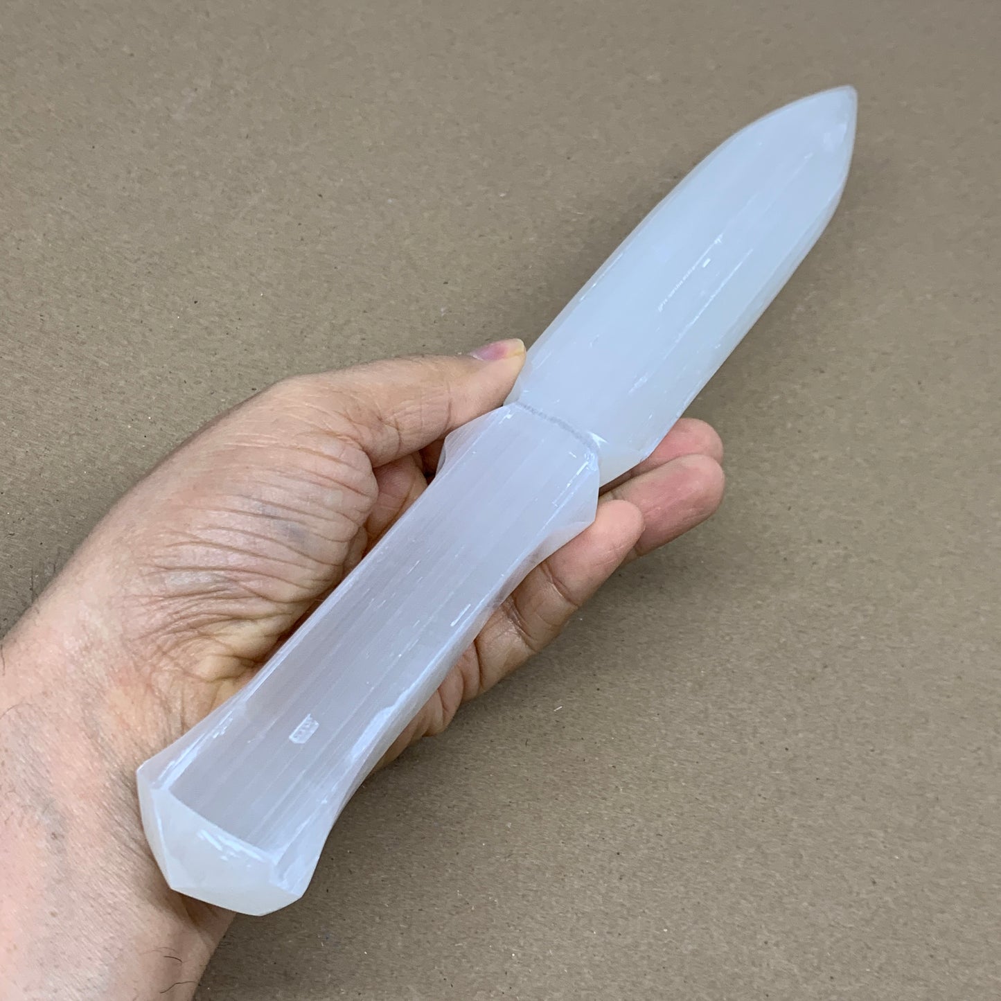 280g, 11.5"x1.5"x0.7", Natural Selenite Crystal Dagger (Satin Spar), B36071