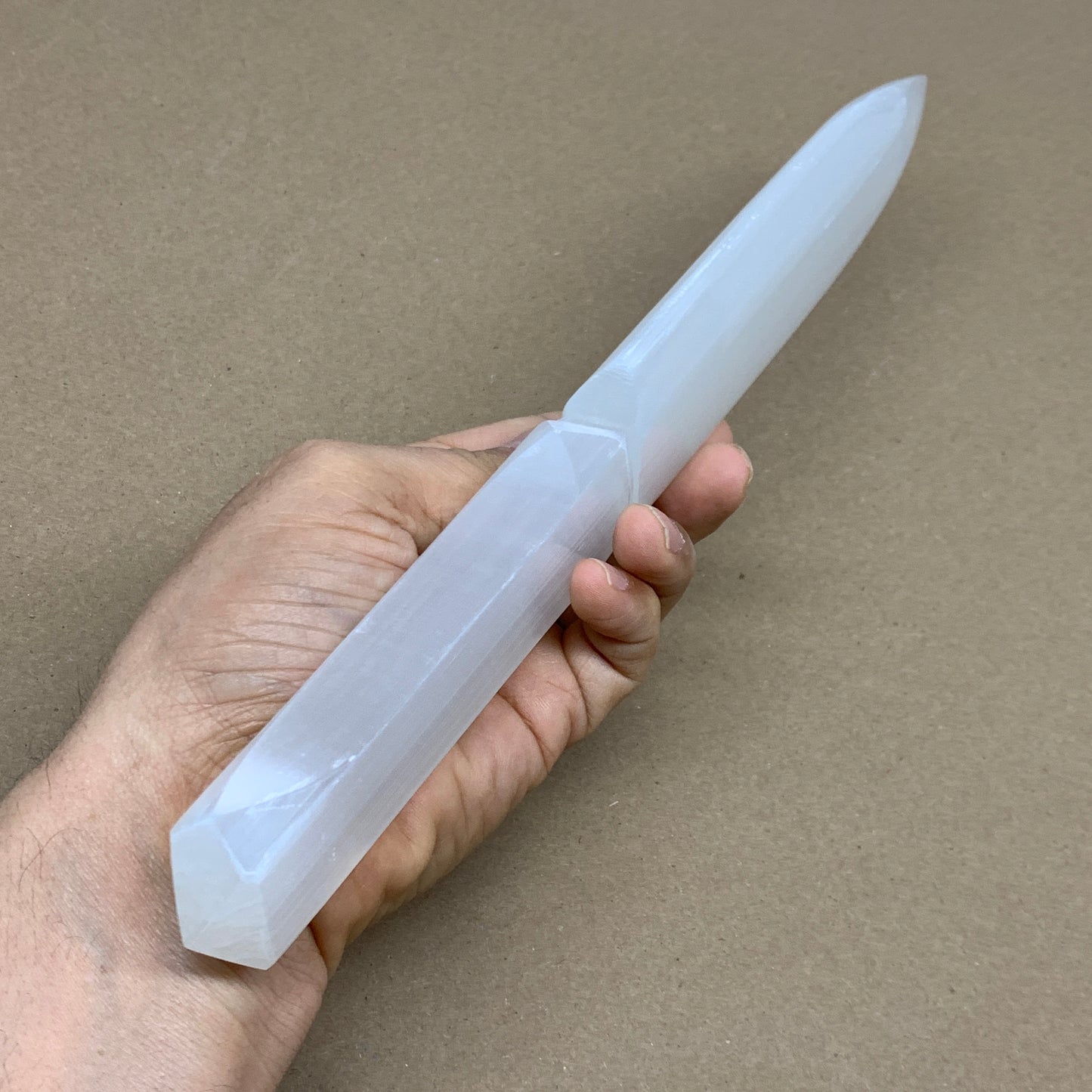 280g, 11.5"x1.5"x0.7", Natural Selenite Crystal Dagger (Satin Spar), B36071