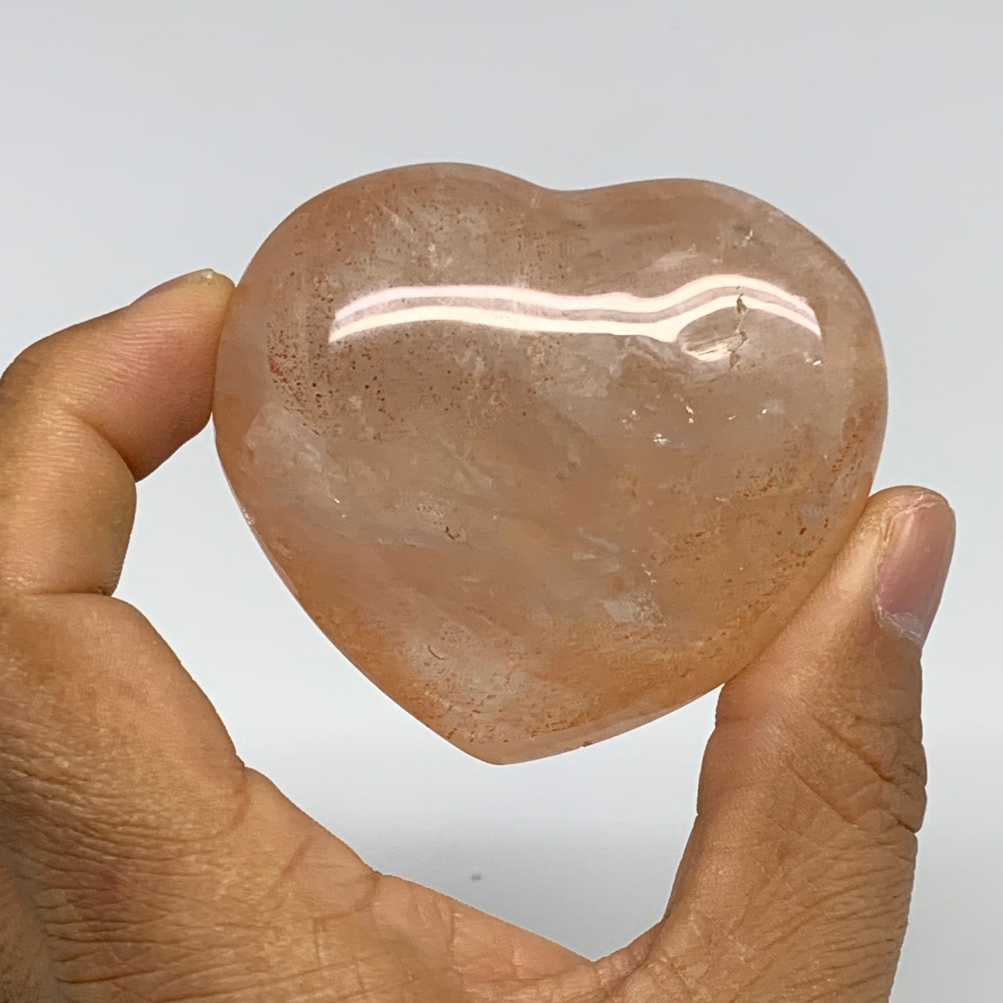 136.6g, 2.1"x2.4"x1.1" Red Hematoid Quartz Heart Crystal @Madagascar, B30536