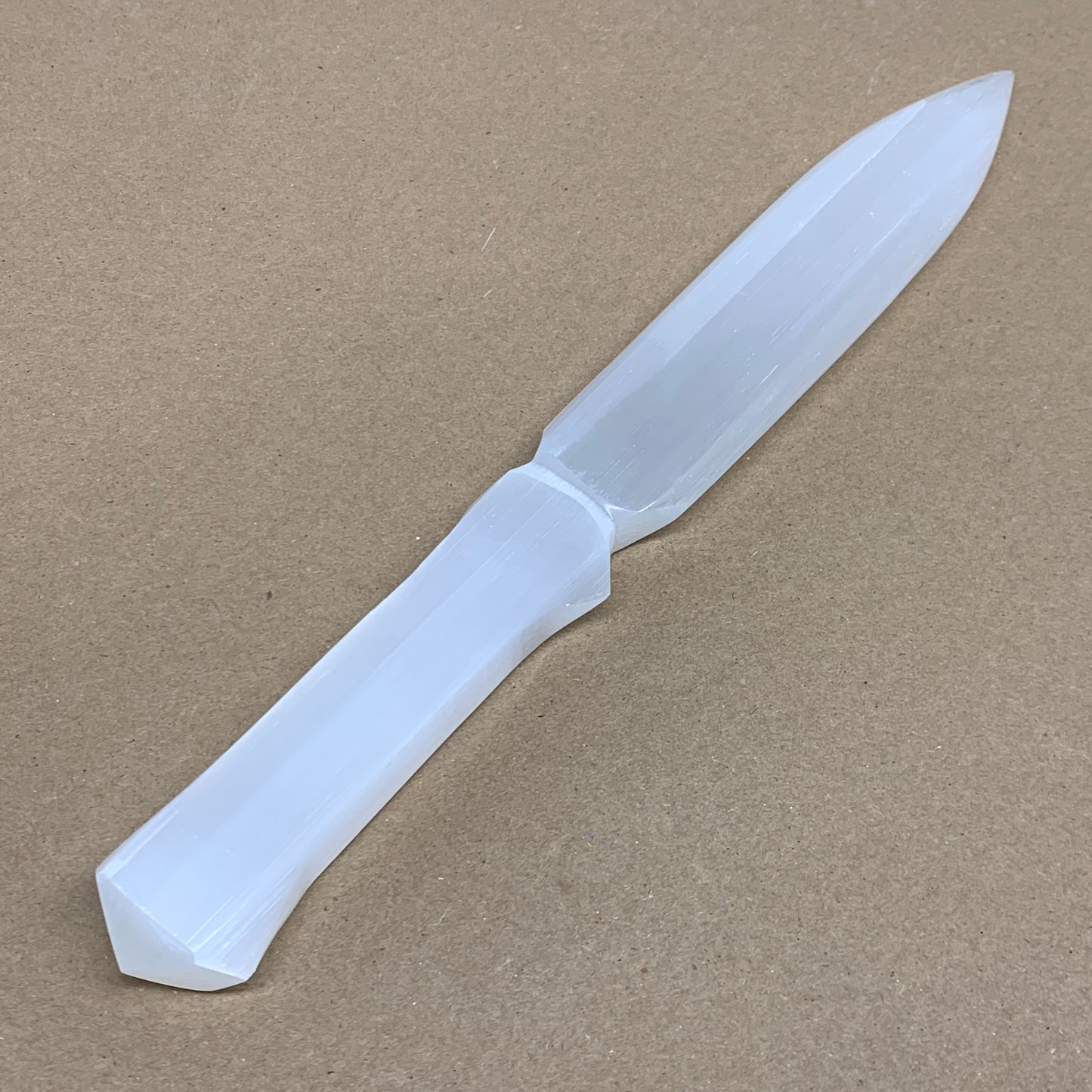 280g, 11.5"x1.5"x0.7", Natural Selenite Crystal Dagger (Satin Spar), B36071