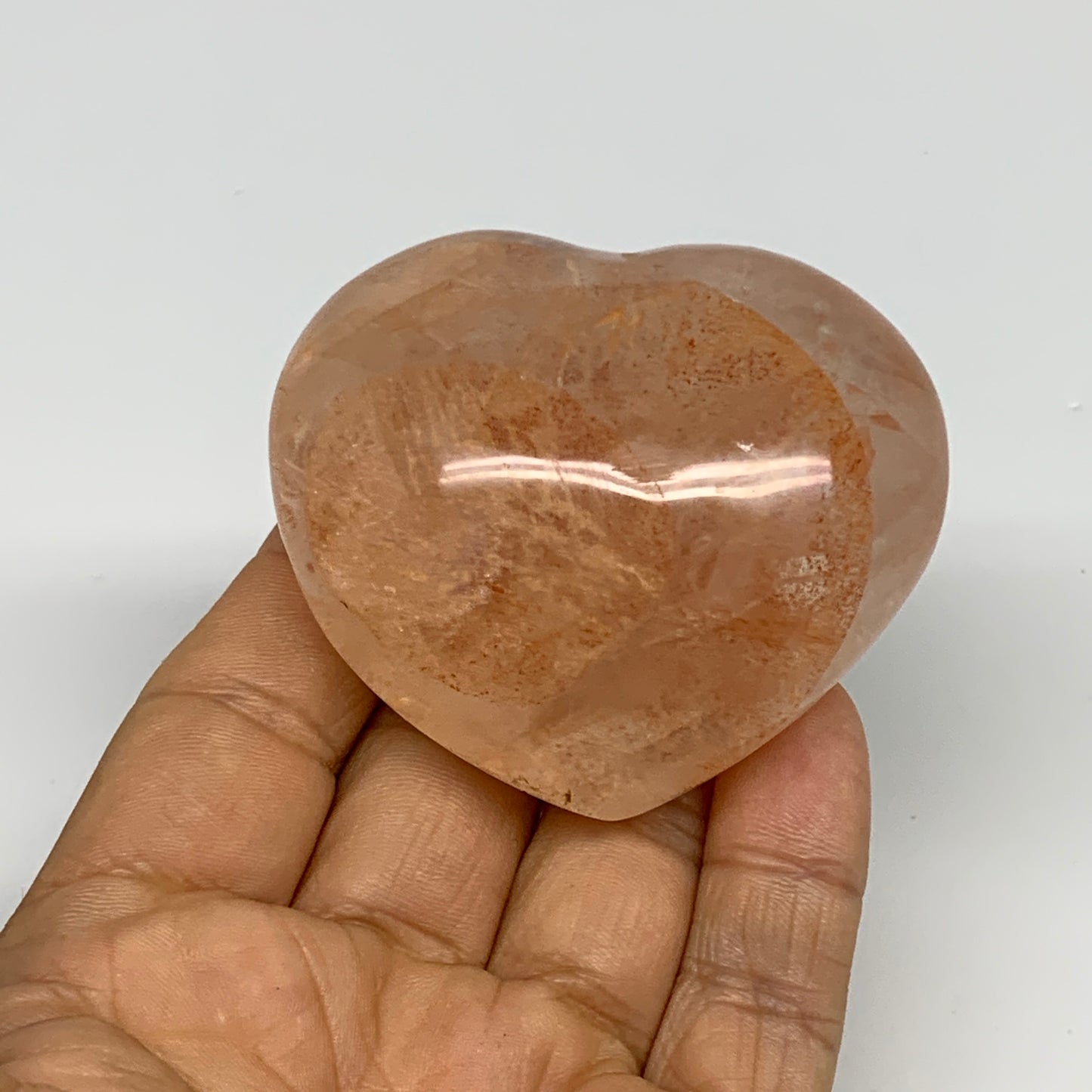 136.6g, 2.1"x2.4"x1.1" Red Hematoid Quartz Heart Crystal @Madagascar, B30536