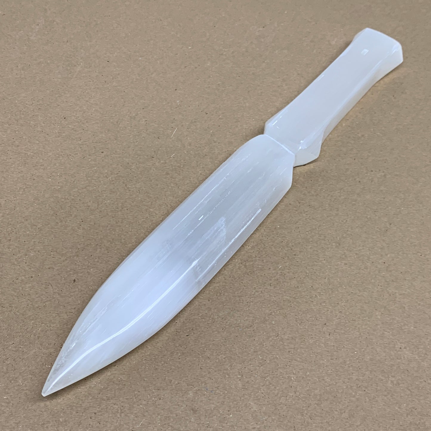 280g, 11.5"x1.5"x0.7", Natural Selenite Crystal Dagger (Satin Spar), B36071
