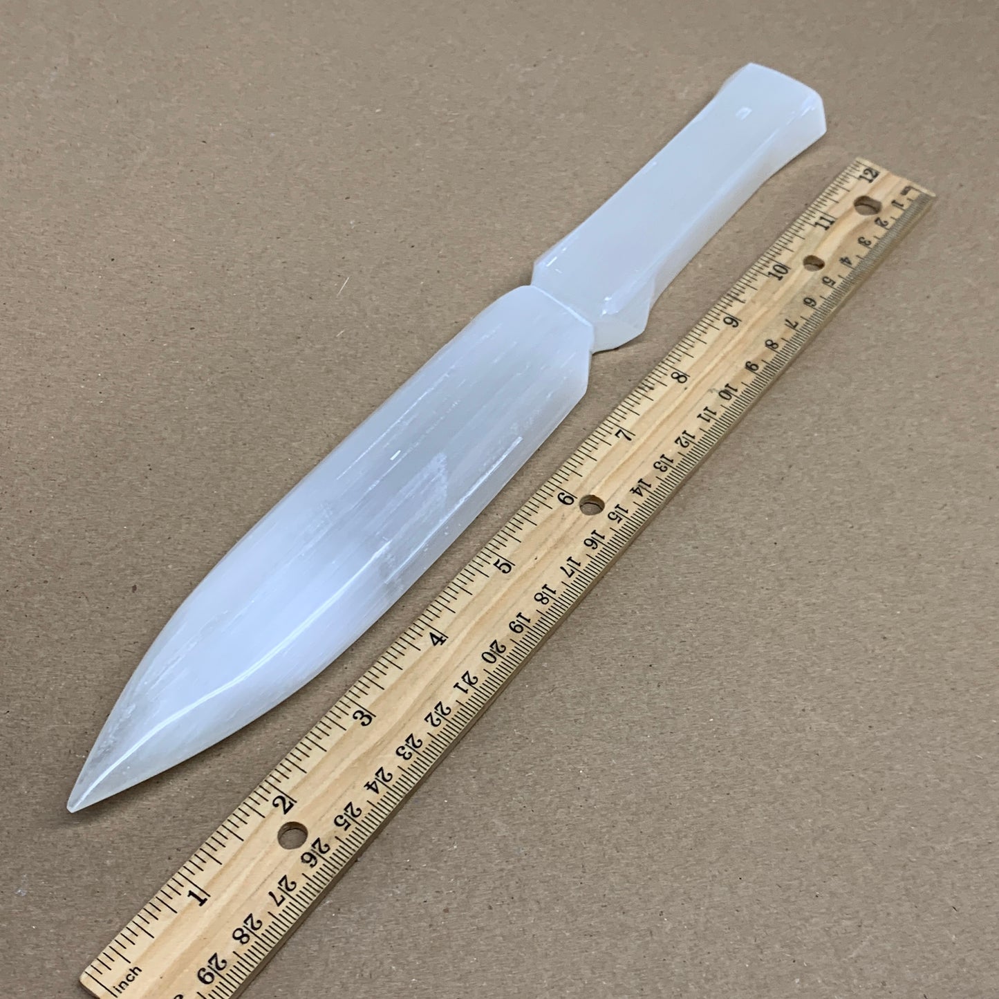 280g, 11.5"x1.5"x0.7", Natural Selenite Crystal Dagger (Satin Spar), B36071