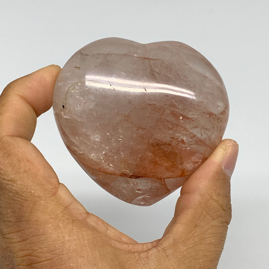 175.2g, 2.4"x2.6"x1.2" Red Hematoid Quartz Heart Crystal @Madagascar, B30537