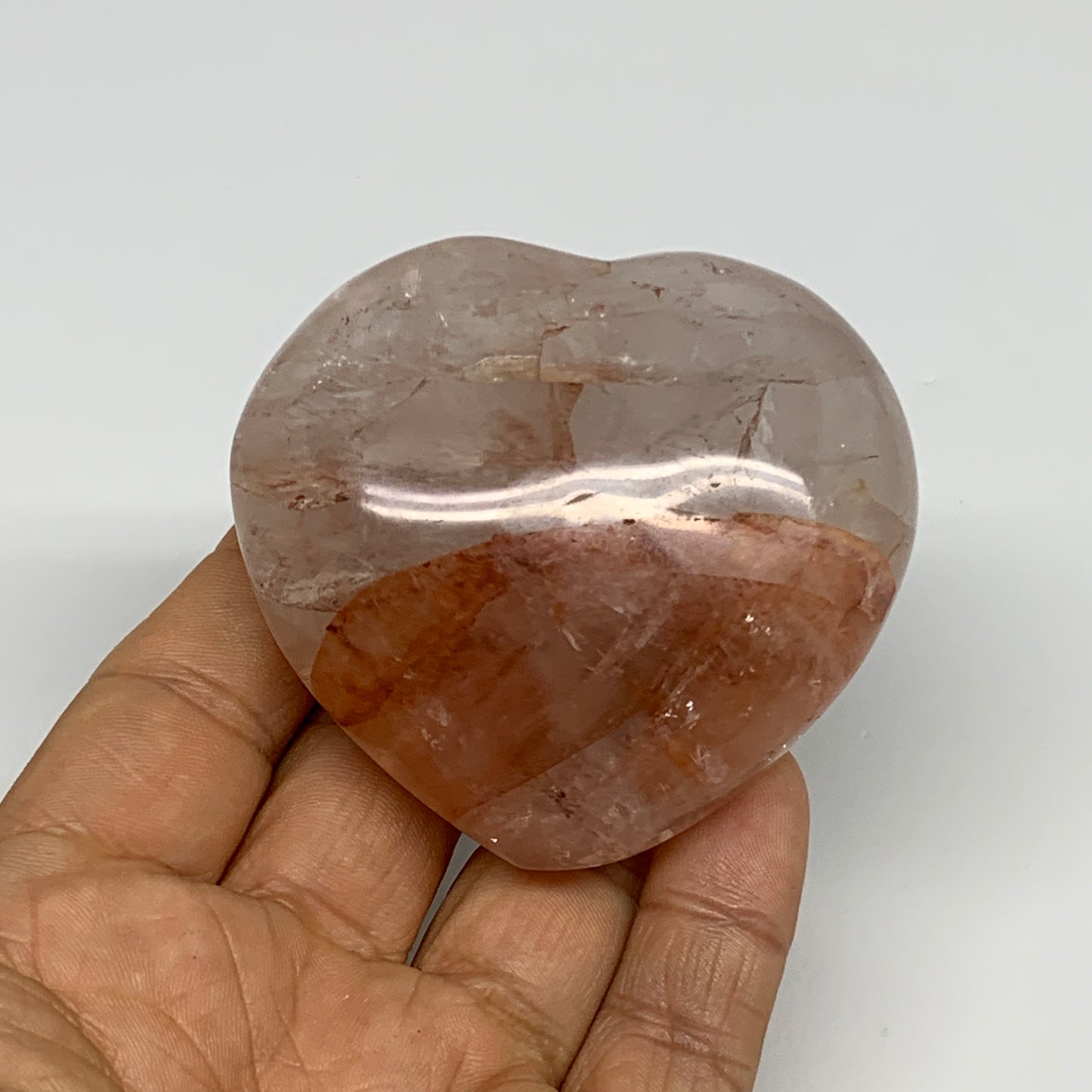 175.2g, 2.4"x2.6"x1.2" Red Hematoid Quartz Heart Crystal @Madagascar, B30537
