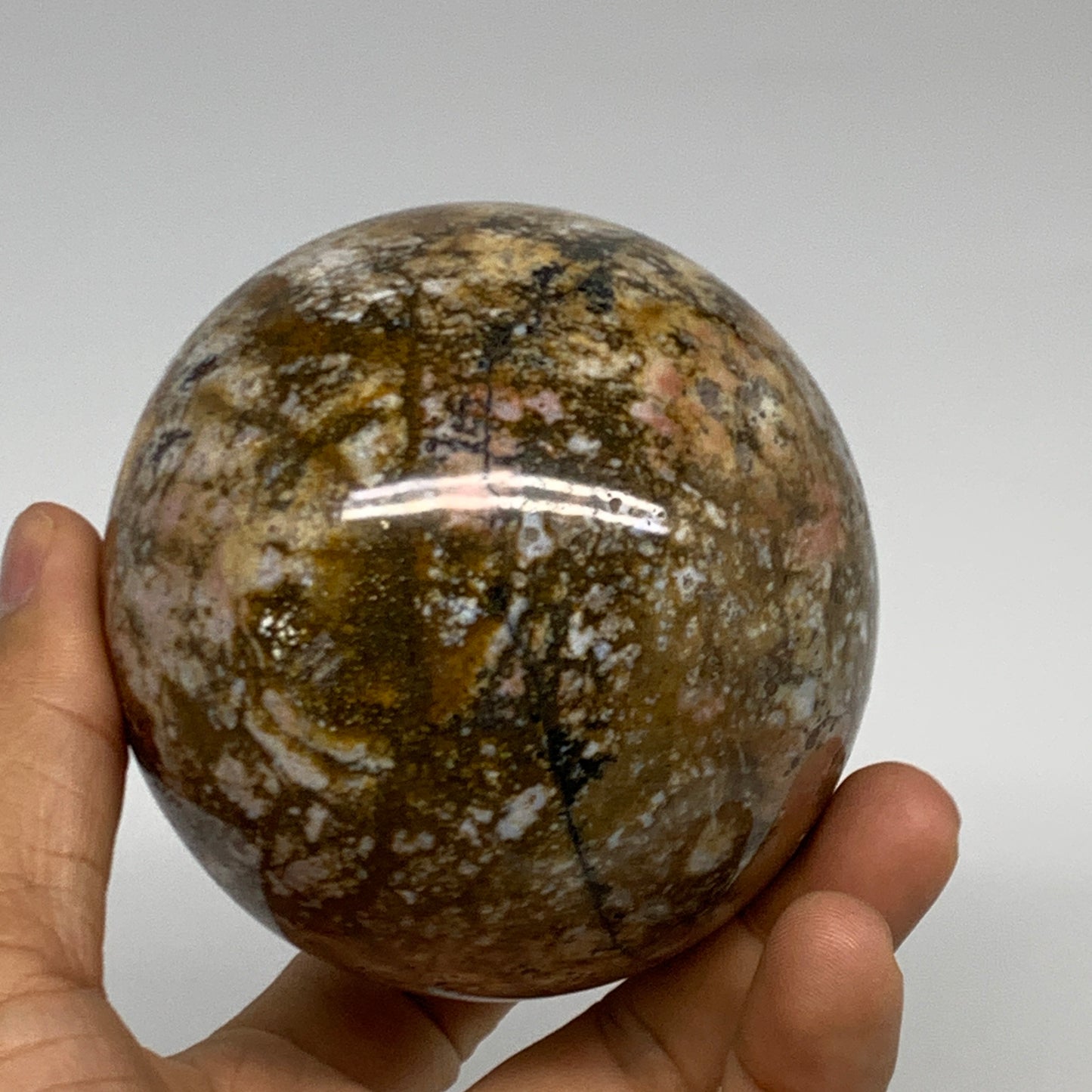 1.46 lbs, 3.2" (80mm), Ocean Jasper Sphere Geode Crystal Reiki @Madagascar, B298