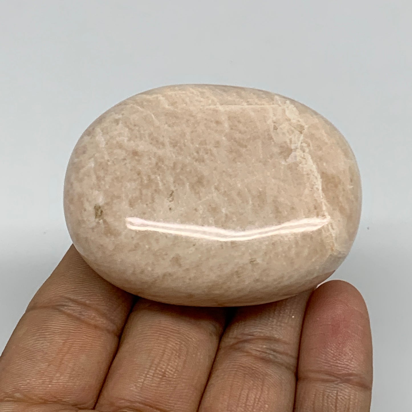 103.2g,2.3"x1.8"x1", Peach Moonstone Polished Palm-Stone Gemstone, B34753