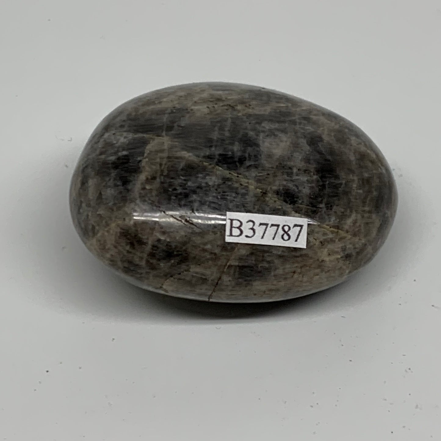 104.2g, 2.3"x1.9"x1",  Black Moonstone Crystal Palm-Stone Polished, B37787
