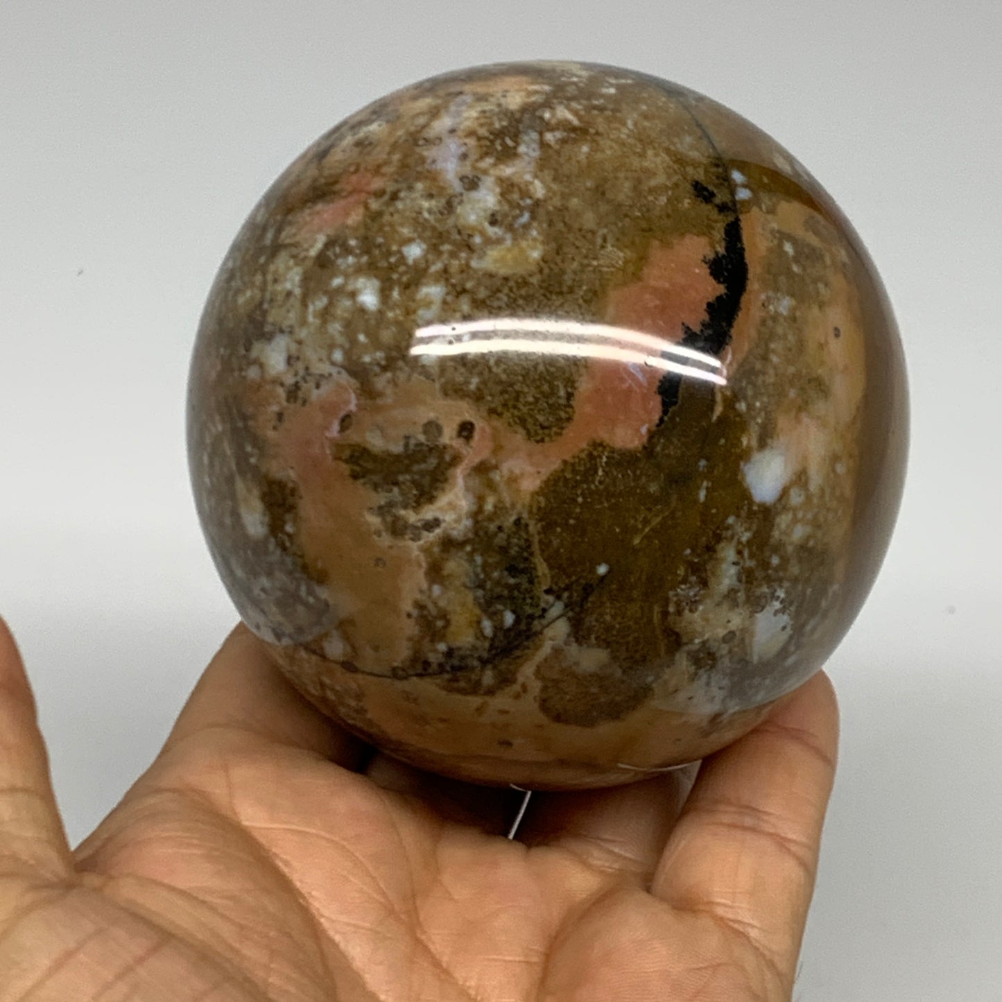 1.46 lbs, 3.2" (80mm), Ocean Jasper Sphere Geode Crystal Reiki @Madagascar, B298