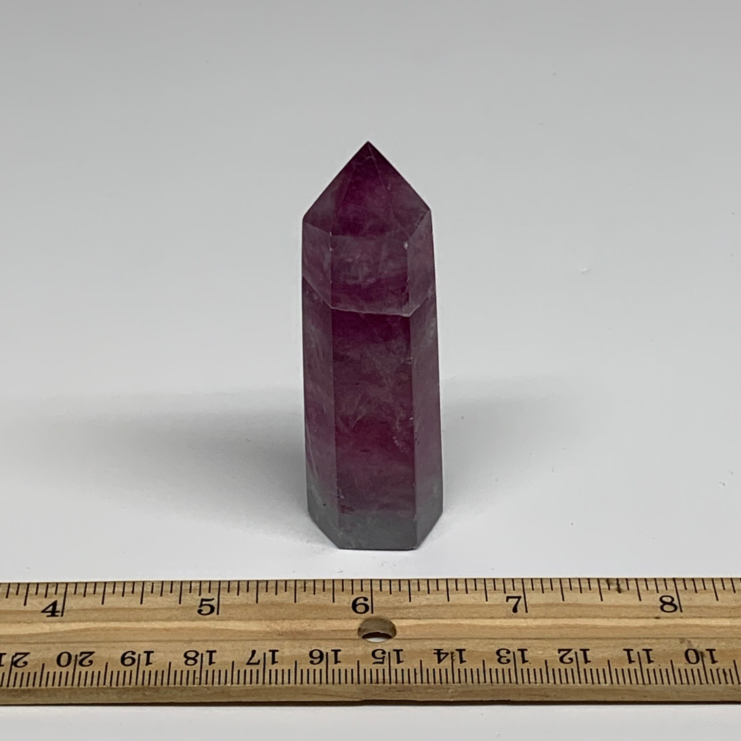 75g, 3"x0.8", Natural Watermelon Fluorite Tower Obelisk Point Crystal, B31373