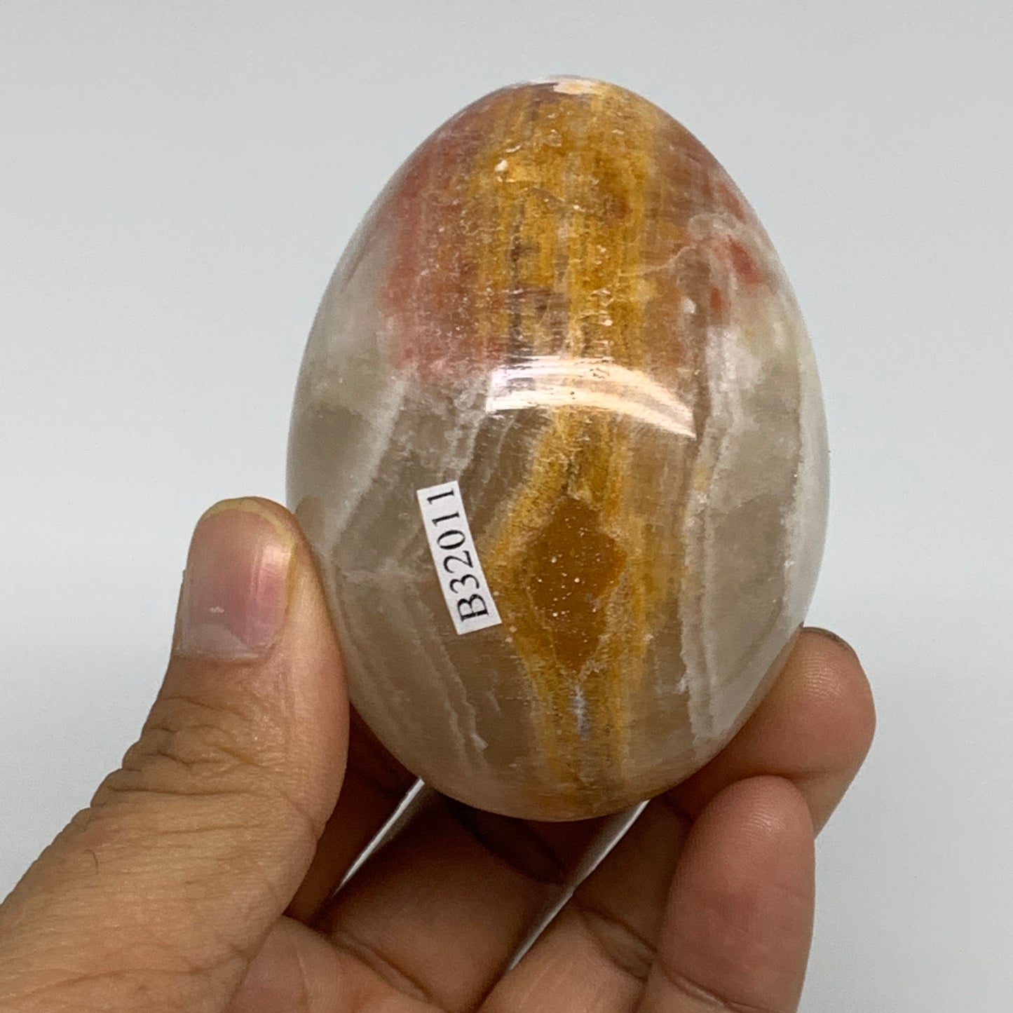 253g, 2.7"x2" Natural Green Onyx Egg Gemstone Mineral, from Pakistan, B32011