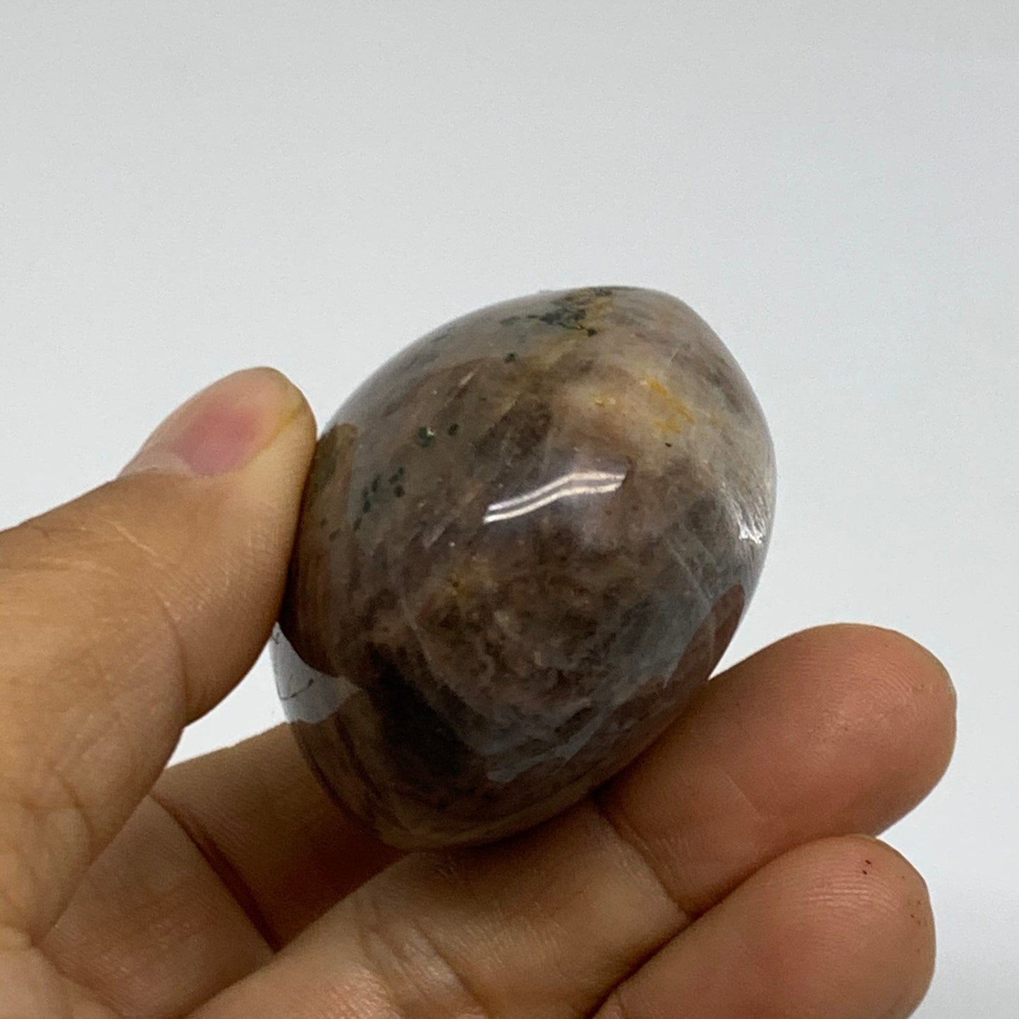 95.8g, 2"x1.7"x1.3",  Black Moonstone Crystal Palm-Stone Polished, B37788