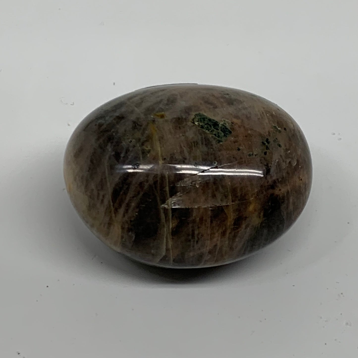 95.8g, 2"x1.7"x1.3",  Black Moonstone Crystal Palm-Stone Polished, B37788