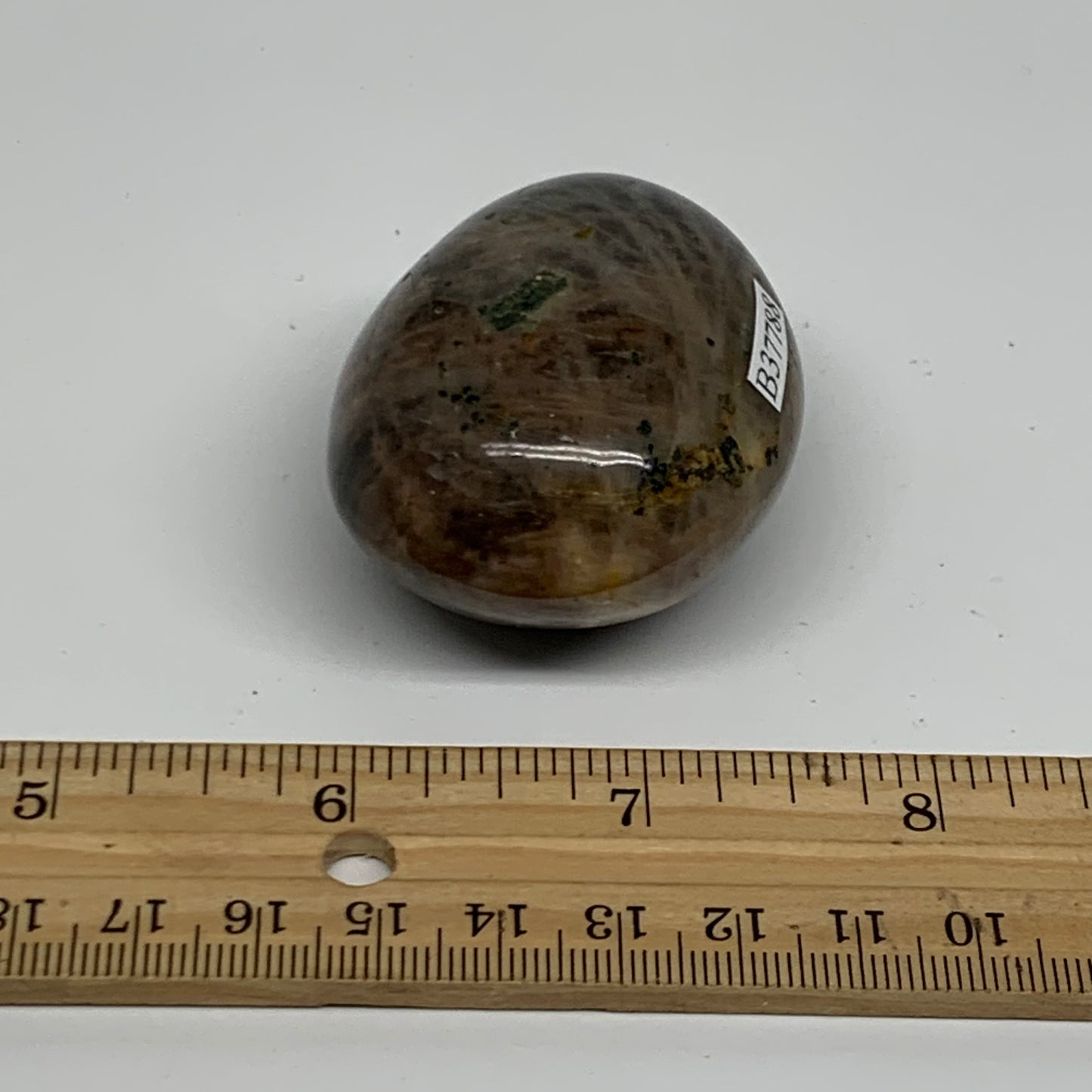 95.8g, 2"x1.7"x1.3",  Black Moonstone Crystal Palm-Stone Polished, B37788