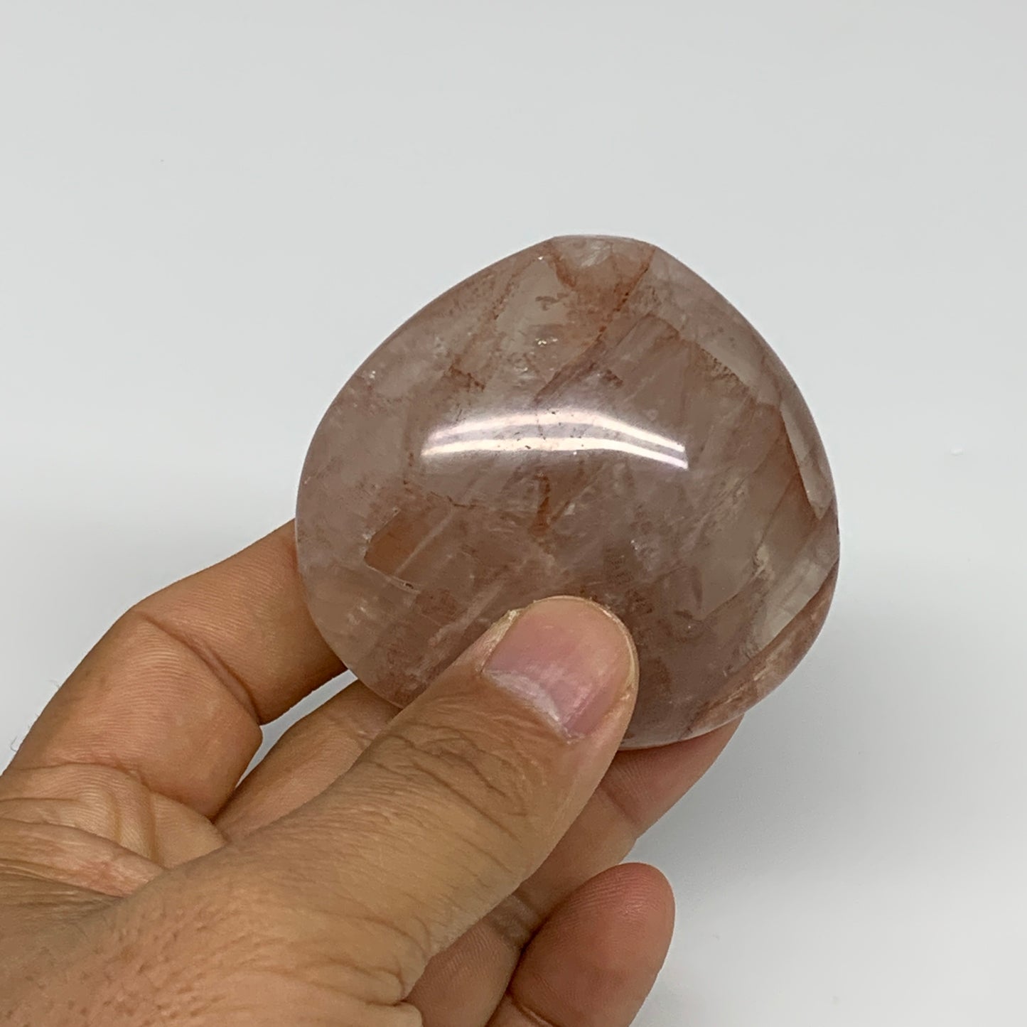 124.5g, 2.2"x2.4"x1" Red Hematoid Quartz Heart Crystal @Madagascar, B30538