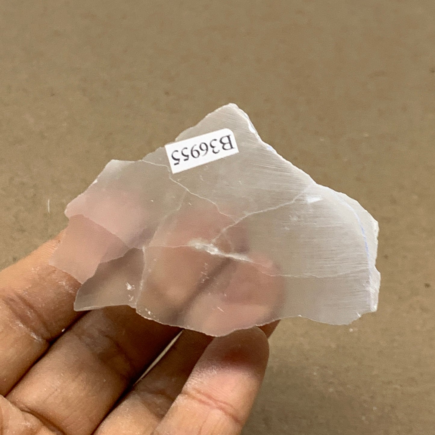 0.26 lbs, 2.6"x1.8"x1", Natural Clear Selenite Crystal Slab Gemstone, B36955