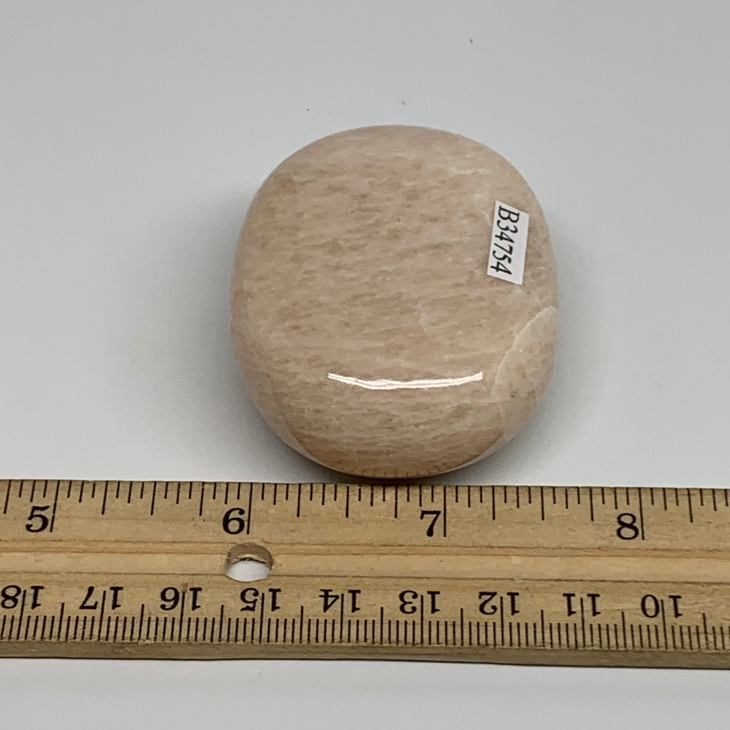 106.4g,2.3"x1.7"x1", Peach Moonstone Polished Palm-Stone Gemstone, B34754