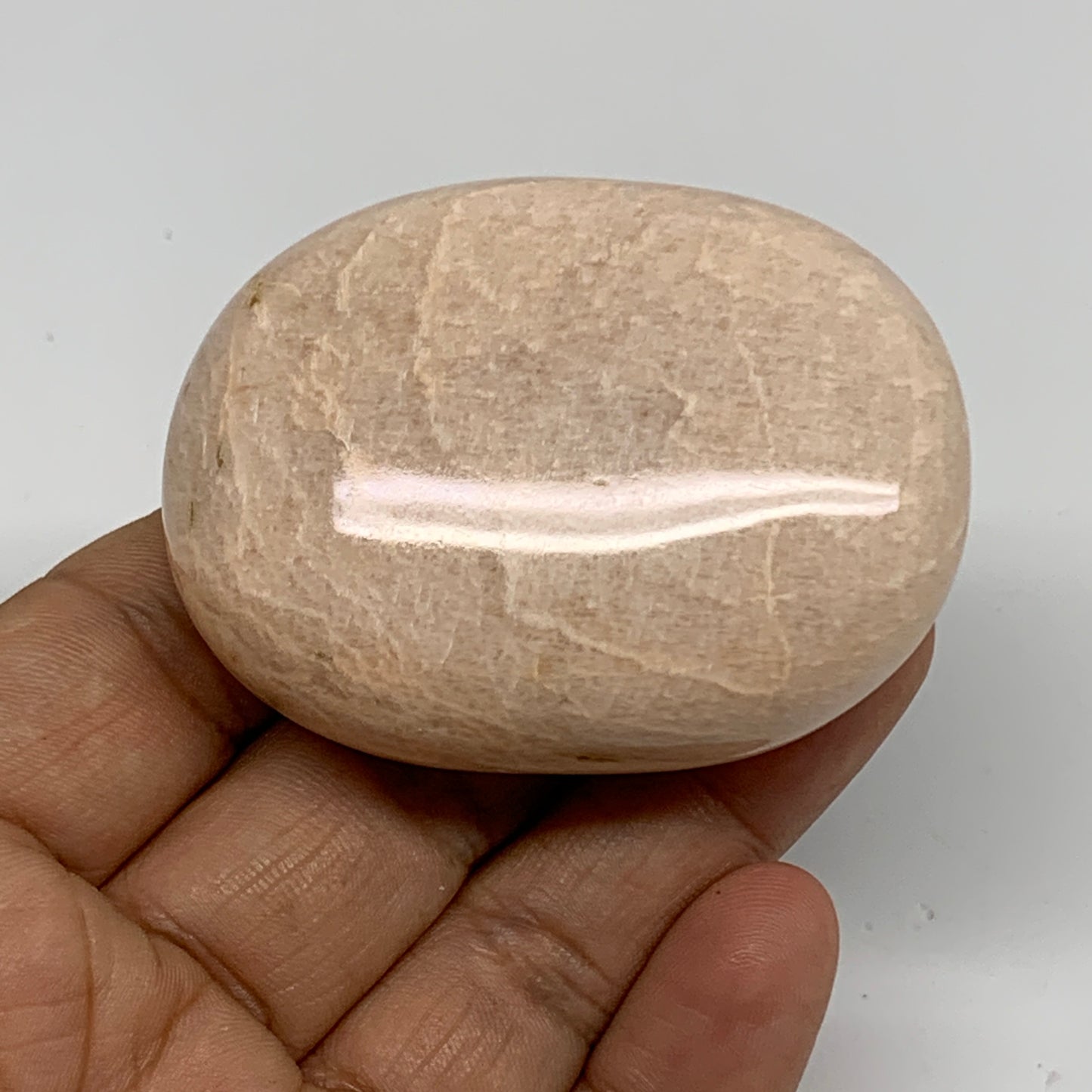 98.4g,2.3"x1.7"x1", Peach Moonstone Polished Palm-Stone Gemstone, B34755