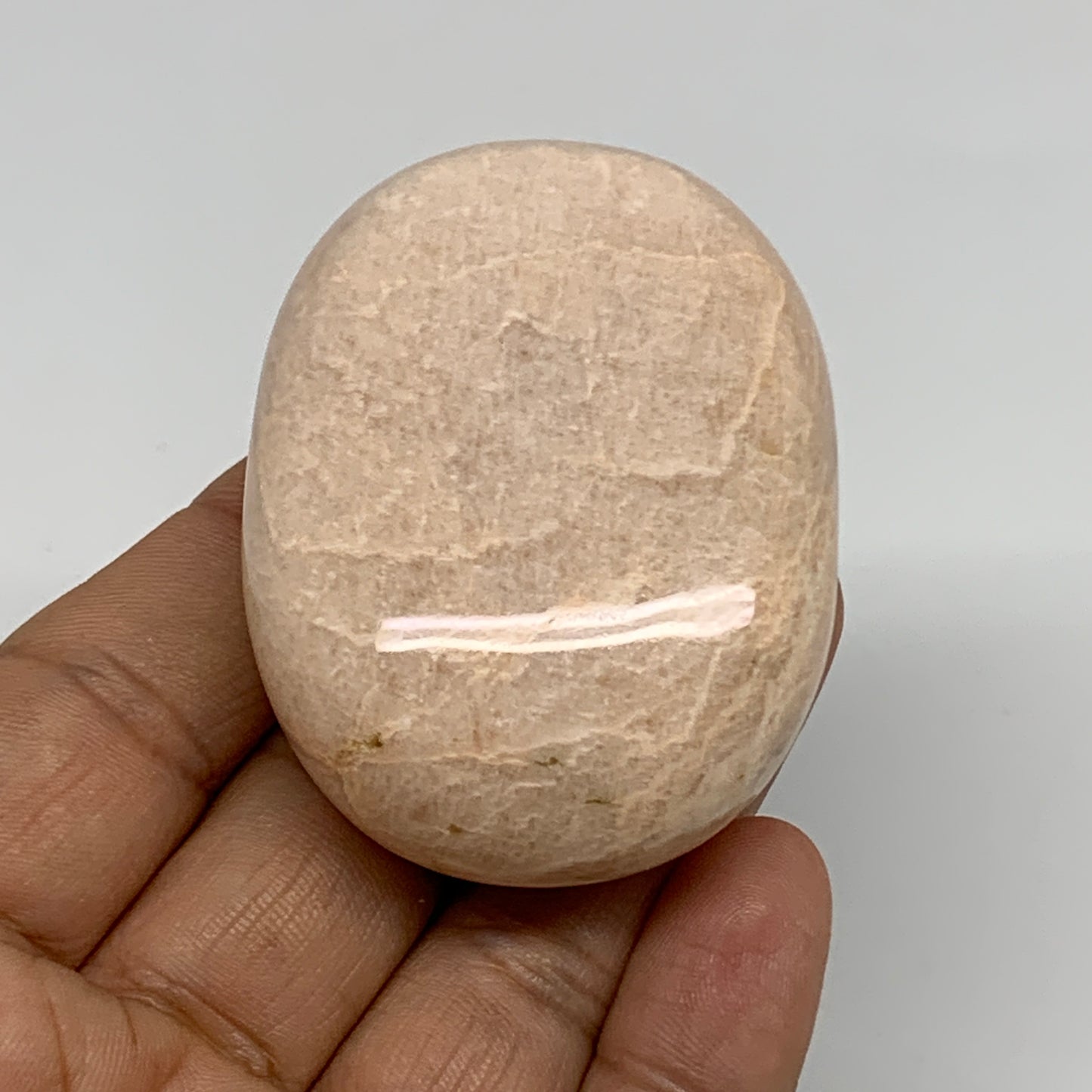 98.4g,2.3"x1.7"x1", Peach Moonstone Polished Palm-Stone Gemstone, B34755