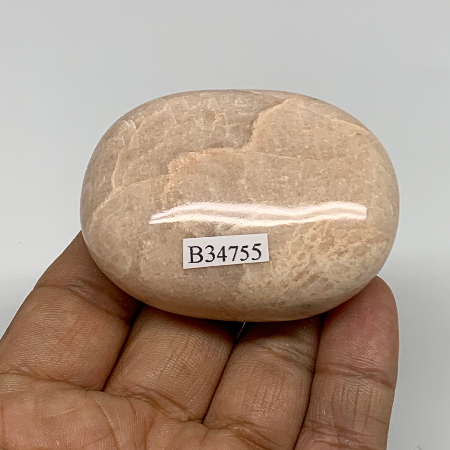98.4g,2.3"x1.7"x1", Peach Moonstone Polished Palm-Stone Gemstone, B34755