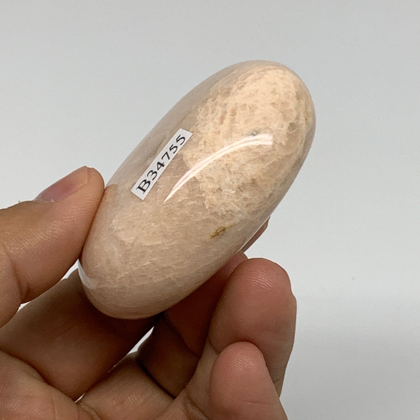 98.4g,2.3"x1.7"x1", Peach Moonstone Polished Palm-Stone Gemstone, B34755