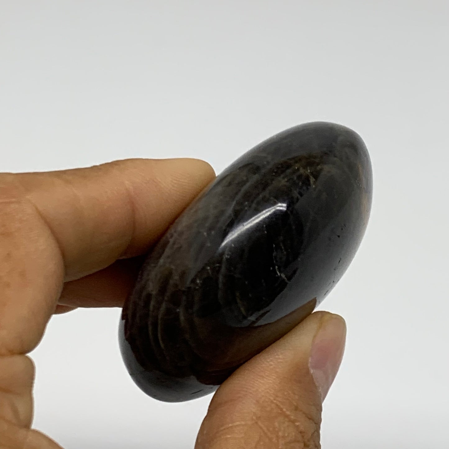 101.6g, 2.2"x1.9"x1",  Black Moonstone Crystal Palm-Stone Polished, B37790