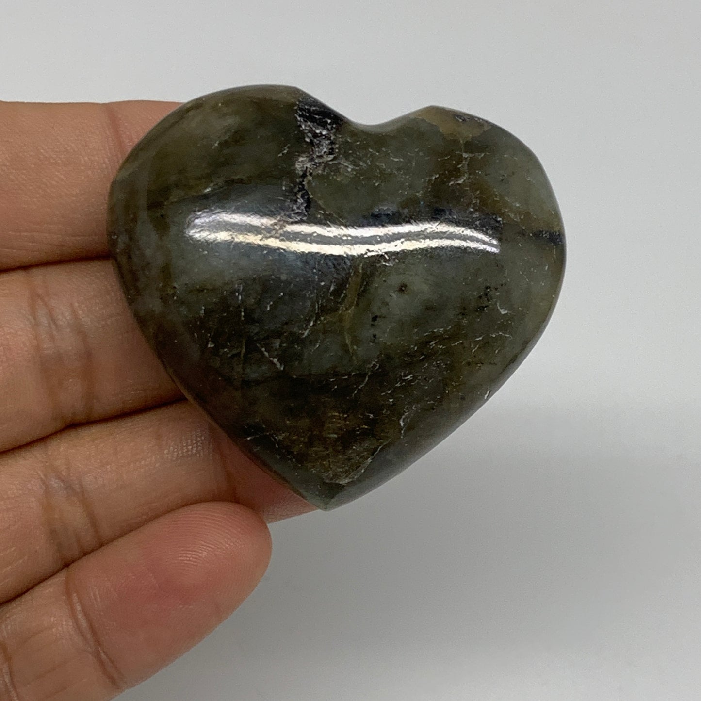 163.4g, 1.7" - 1.8", 3pcs, Natural Labradorite Heart Polished Crystal, B35522