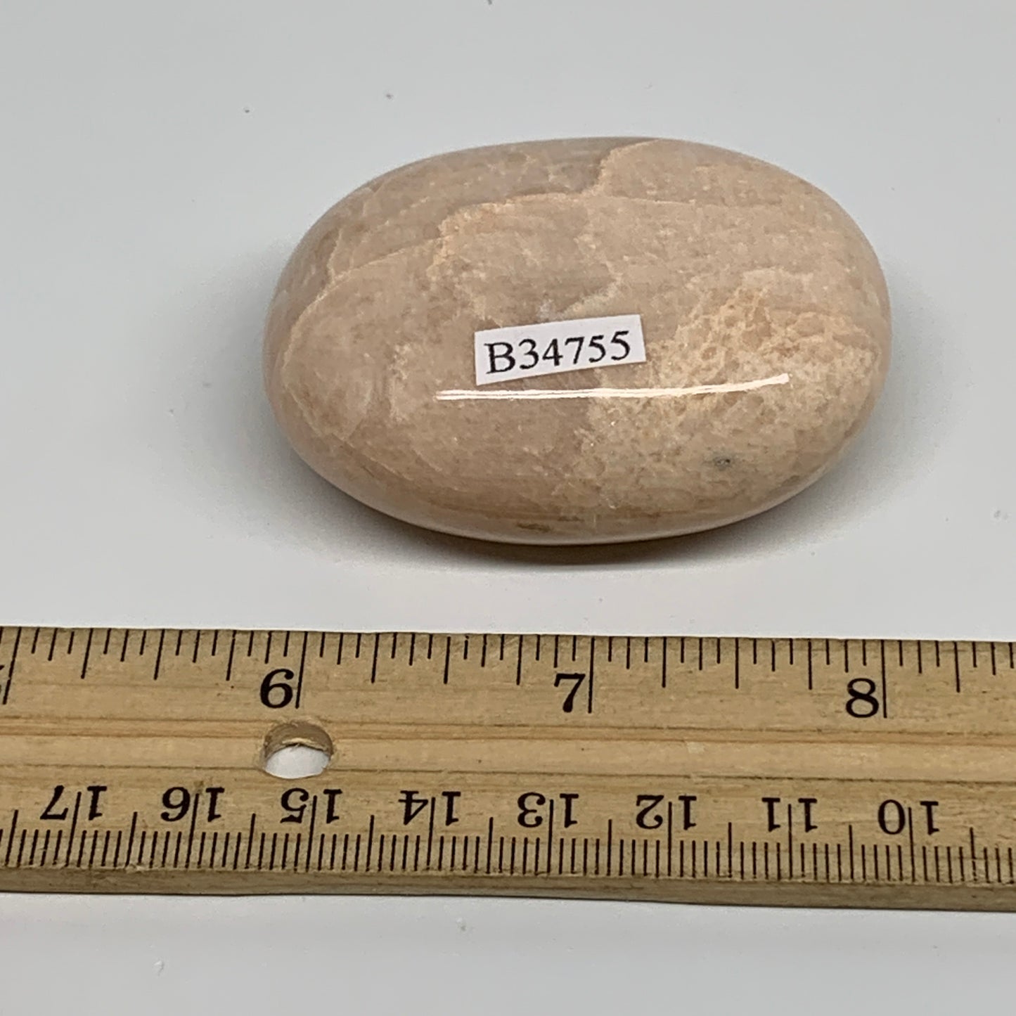 98.4g,2.3"x1.7"x1", Peach Moonstone Polished Palm-Stone Gemstone, B34755