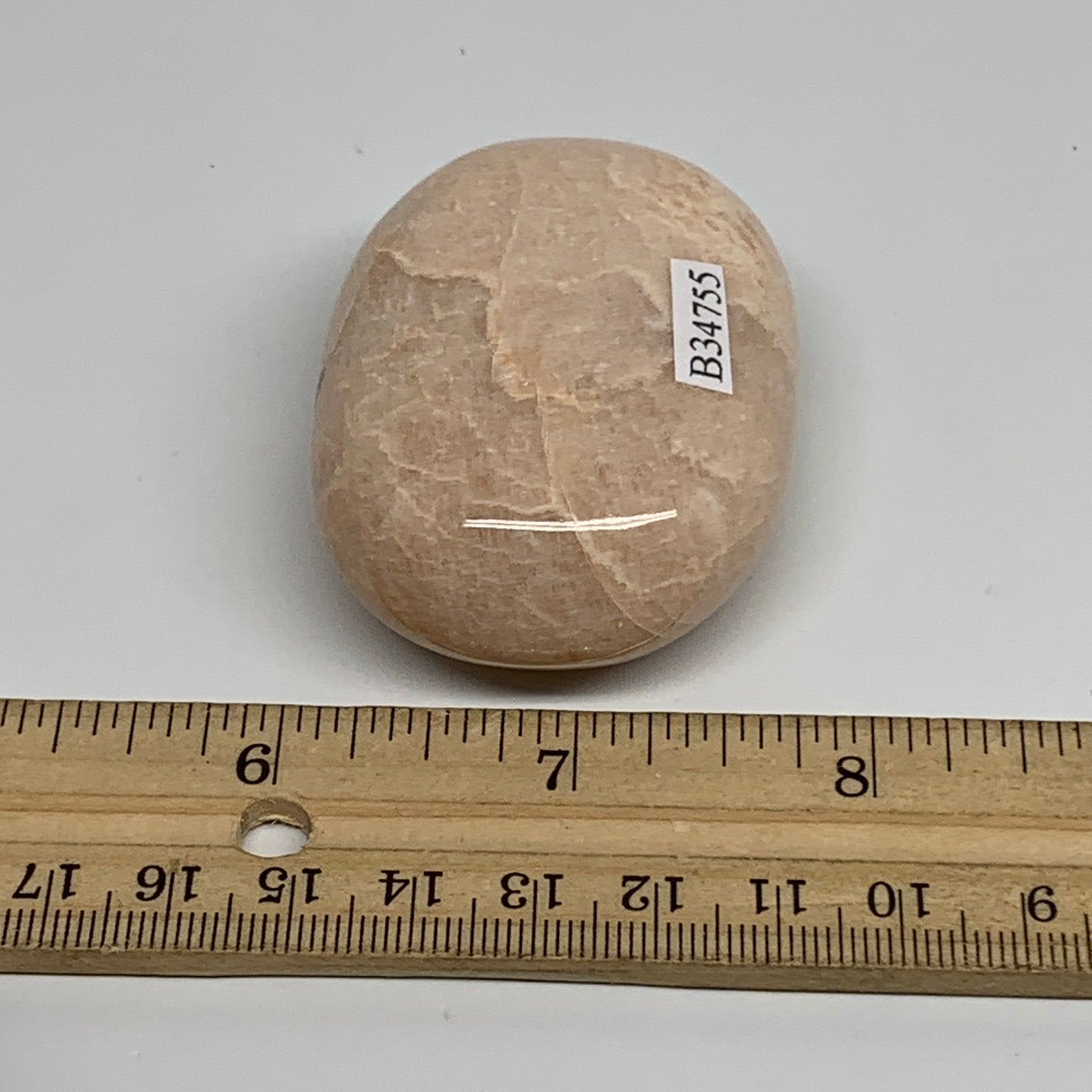 98.4g,2.3"x1.7"x1", Peach Moonstone Polished Palm-Stone Gemstone, B34755