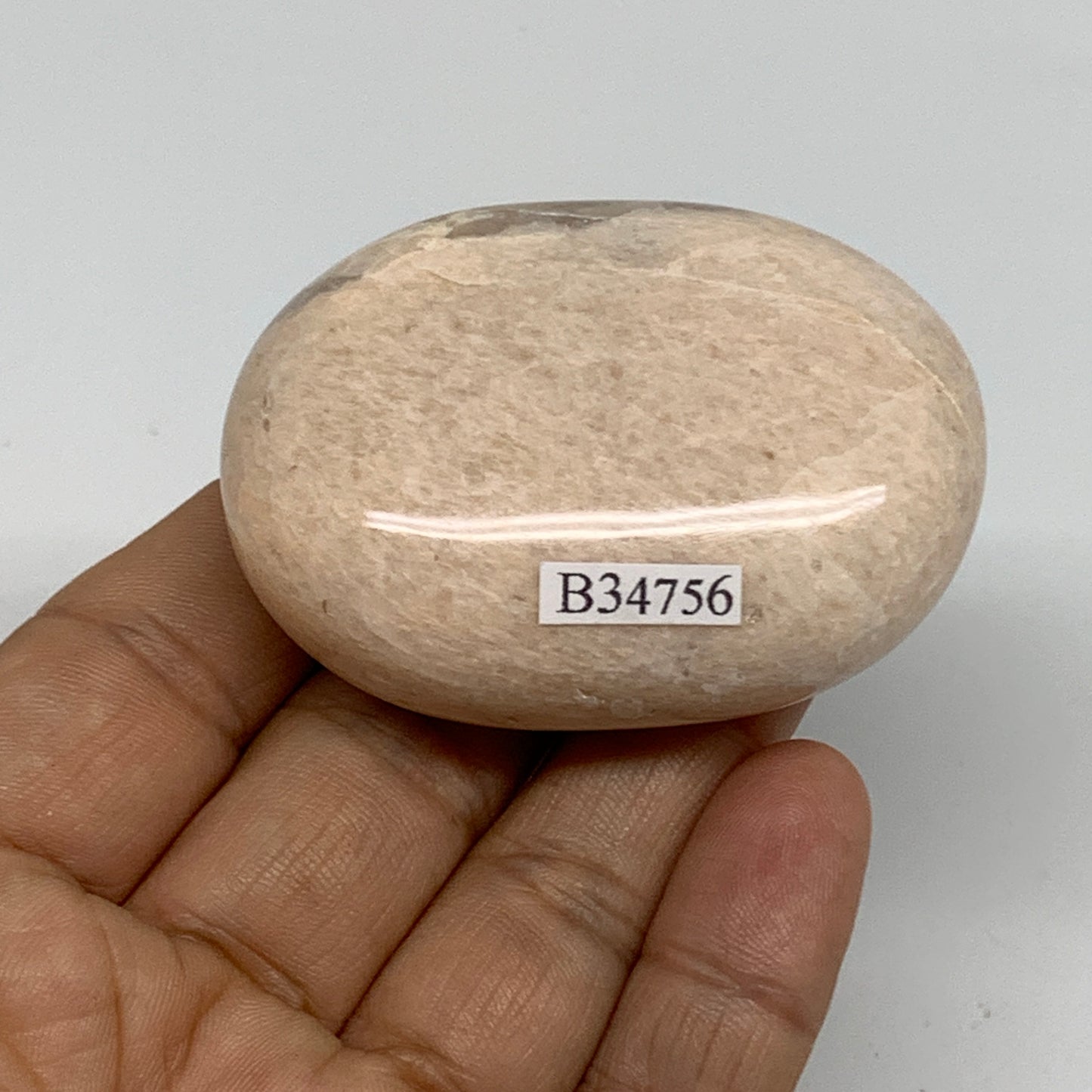 93.6g,2.3"x1.6"x0.9", Peach Moonstone Polished Palm-Stone Gemstone, B34756