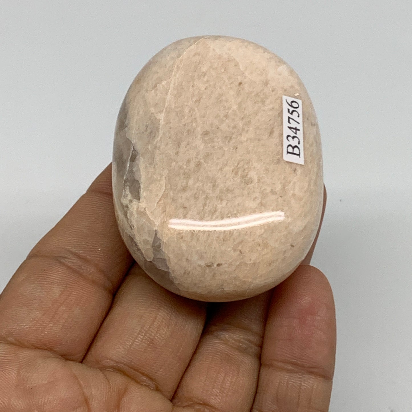 93.6g,2.3"x1.6"x0.9", Peach Moonstone Polished Palm-Stone Gemstone, B34756