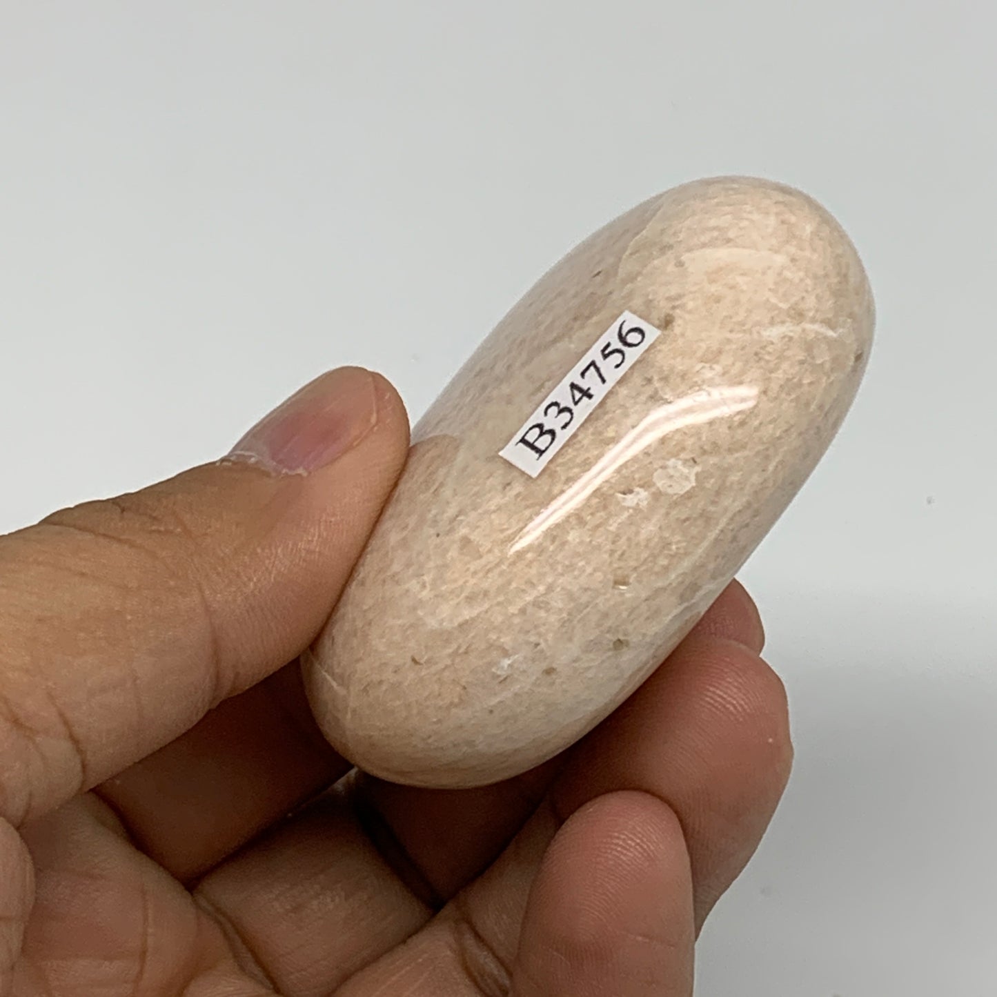 93.6g,2.3"x1.6"x0.9", Peach Moonstone Polished Palm-Stone Gemstone, B34756