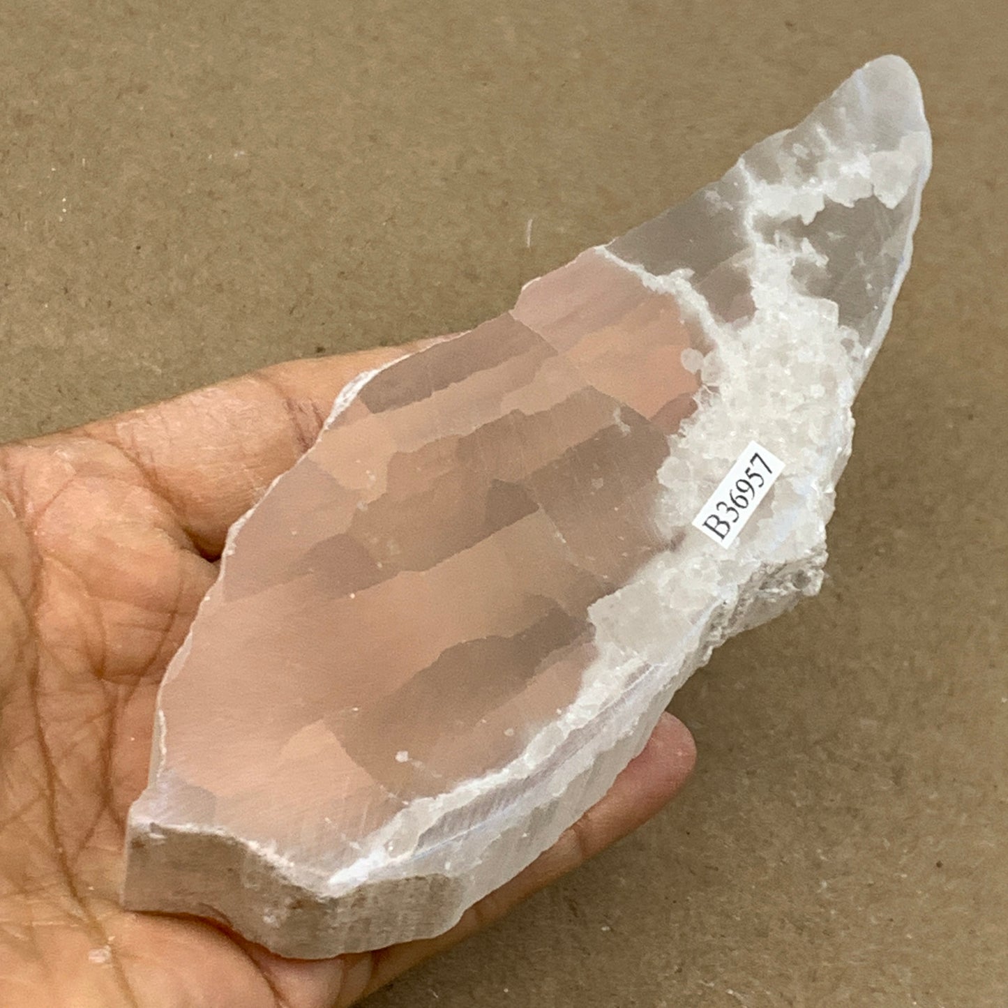 0.59 lbs, 5.7"x2"x1", Natural Clear Selenite Crystal Slab Gemstone, B36957