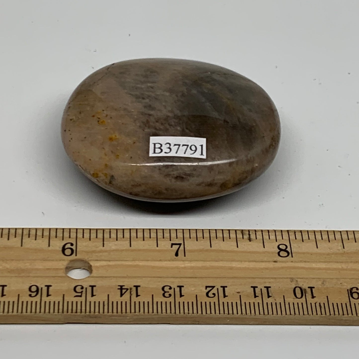 82.6g, 2.2"x1.9"x0.9",  Black Moonstone Crystal Palm-Stone Polished, B37791