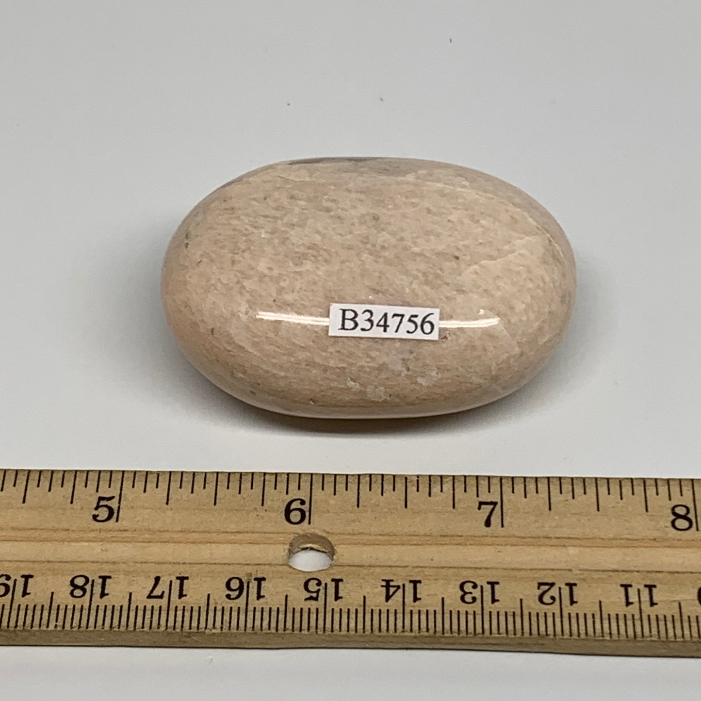 93.6g,2.3"x1.6"x0.9", Peach Moonstone Polished Palm-Stone Gemstone, B34756