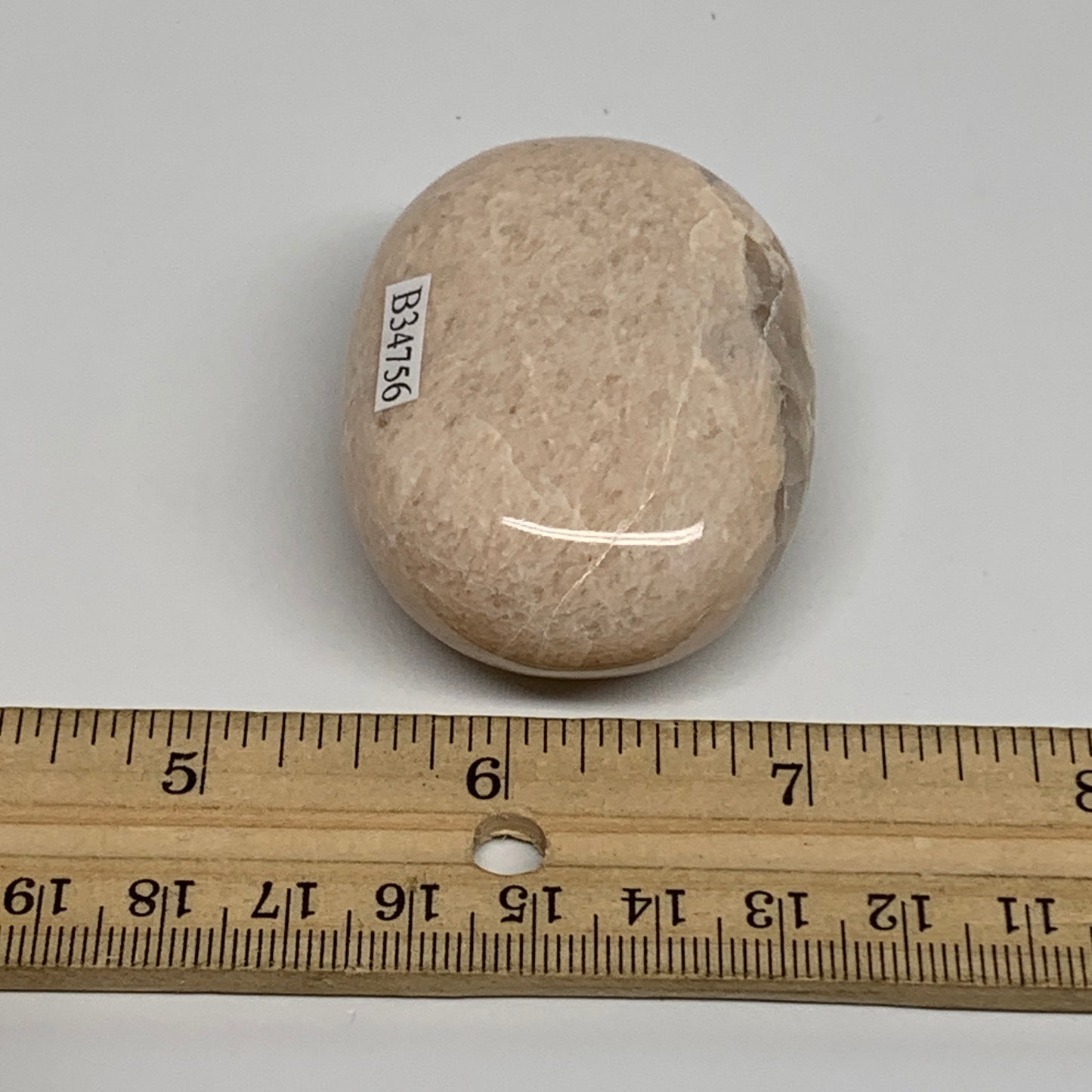 93.6g,2.3"x1.6"x0.9", Peach Moonstone Polished Palm-Stone Gemstone, B34756