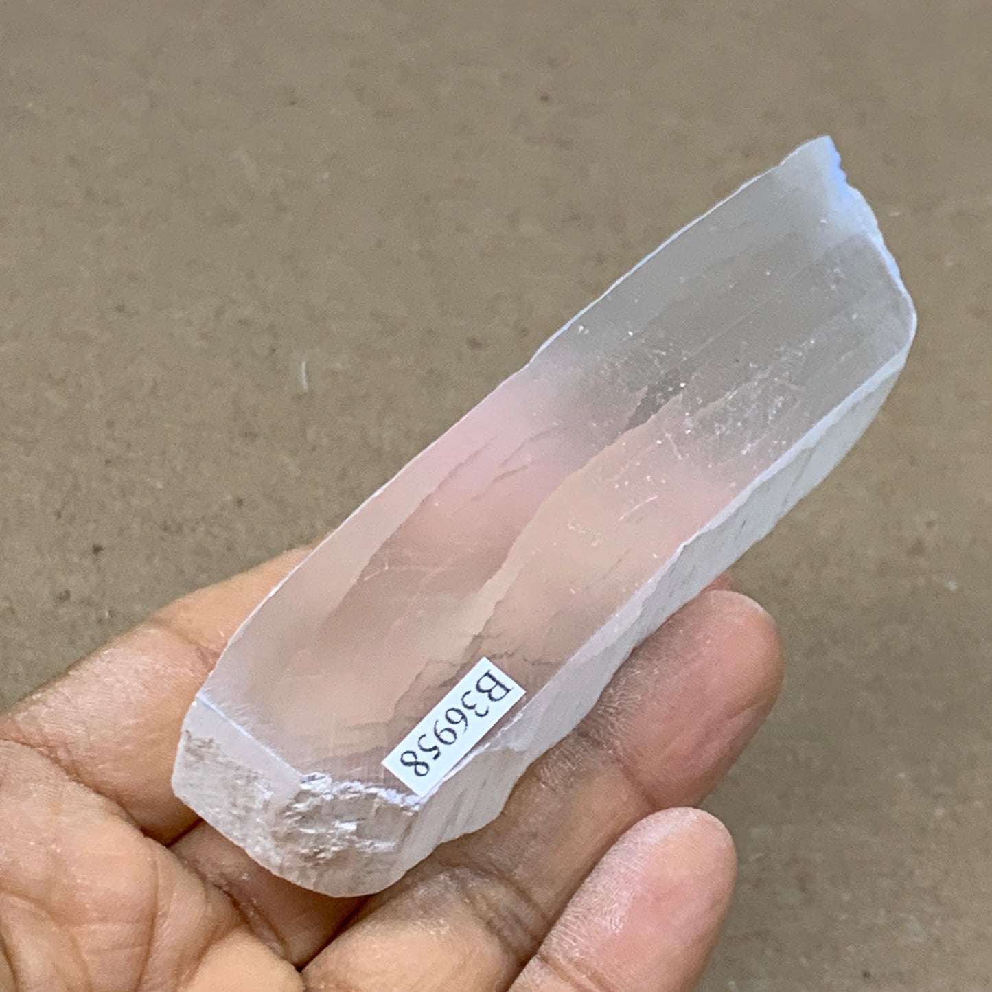 0.27 lbs, 3.9"x1.1"x1", Natural Clear Selenite Crystal Slab Gemstone, B36958