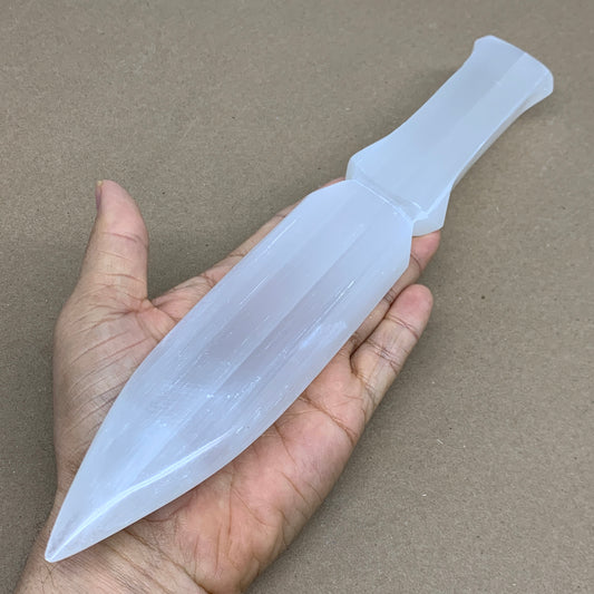 288g, 11.5"x1.7"x0.6", Natural Selenite Crystal Dagger (Satin Spar), B36076